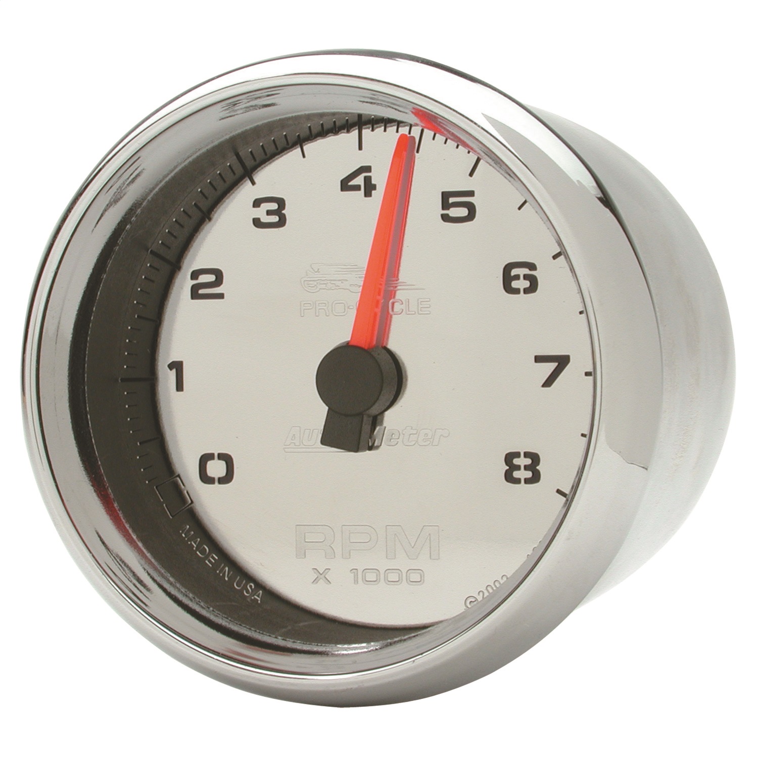 AutoMeter 19308 - Pro-Cycle Gauge Tach 2-5/8in 8K Rpm 2&4 Cylinder Chrome