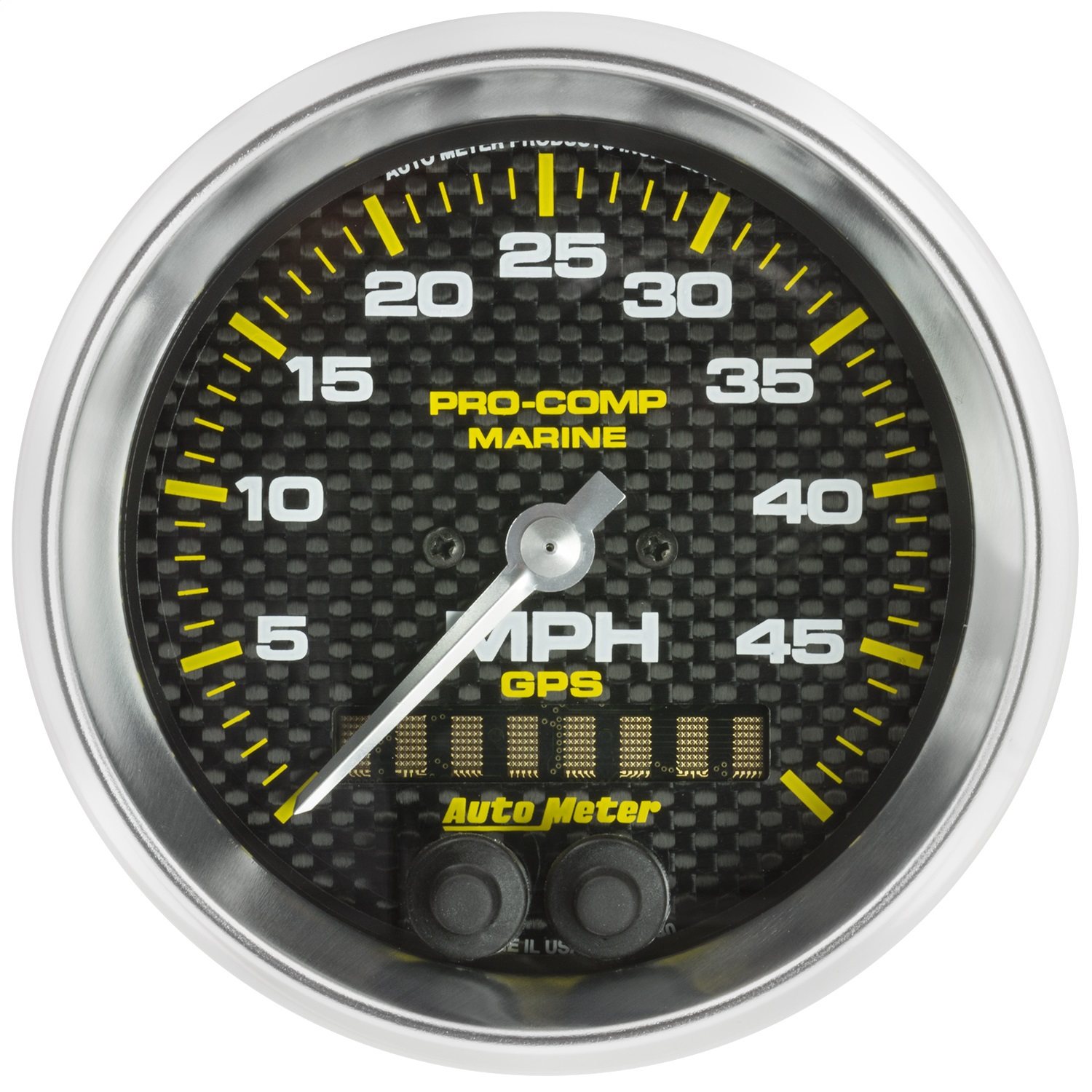 AutoMeter 200635-40 - Marine Carbon Fiber 3-3/8in 50MPH GPS Speedometer Gauge
