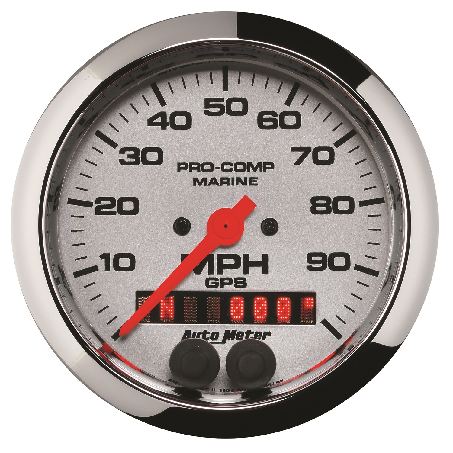 AutoMeter 200636-35 - Marine Chrome 3-3/8in 100MPH GPS Speedometer Gauge
