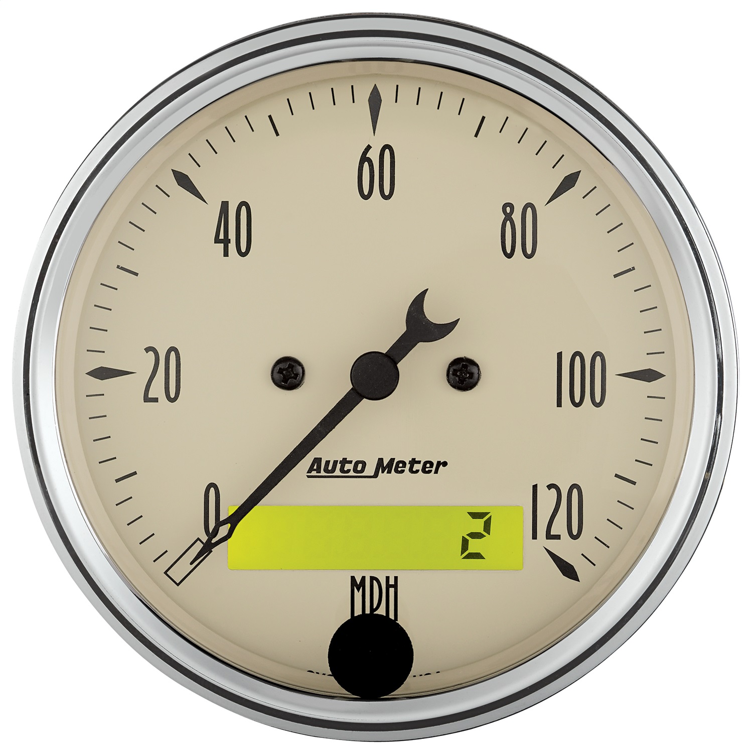 AutoMeter 1887 - Gauge Speedo. 3-1/8in. 120MPH Elec. Prog. W/ Lcd Odo Antq Beige AutoMeter 1887 - Gauge Speedo. 3-1/8in. 120MPH Elec. Prog. W/ Lcd Odo Antq Beige