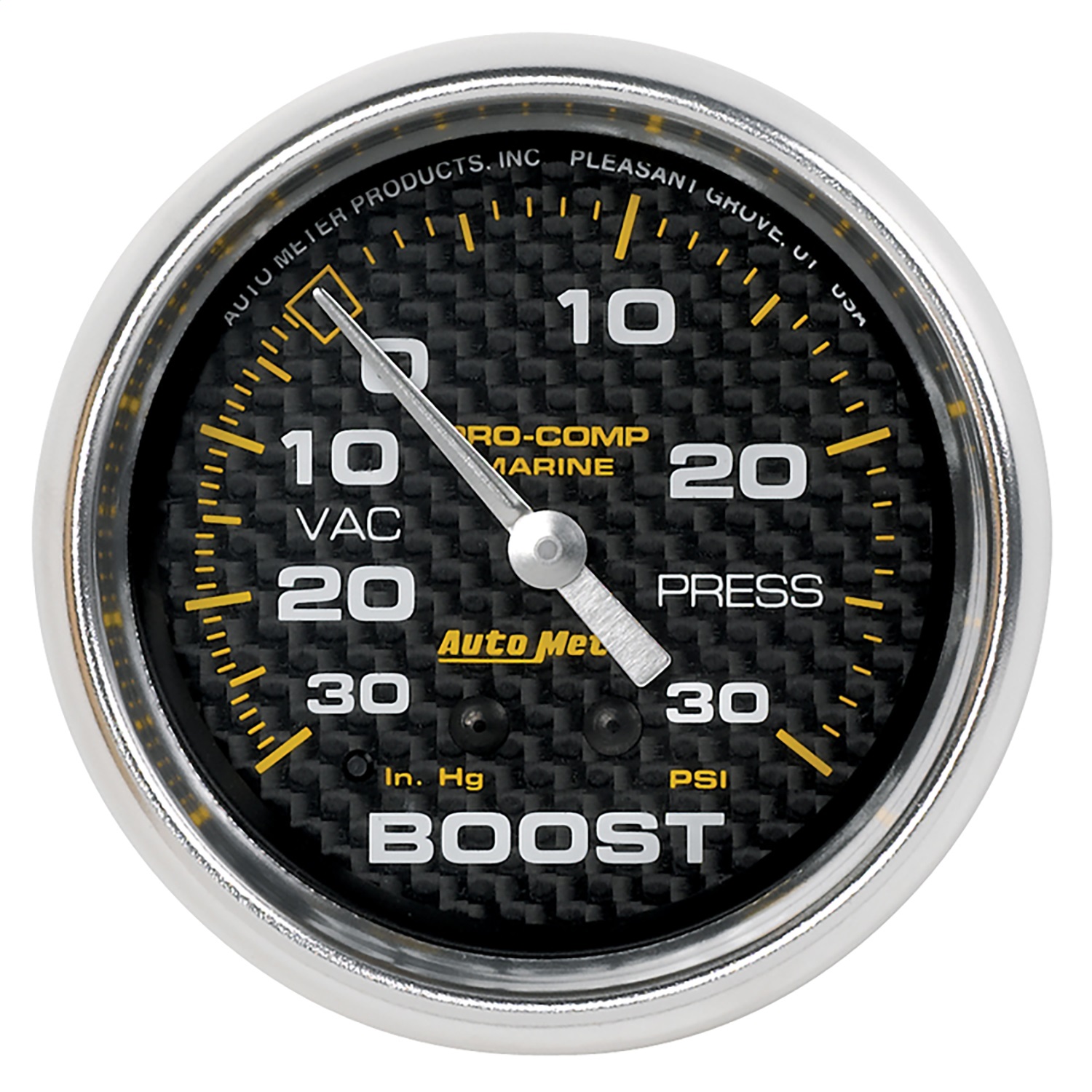 AutoMeter 200775-40 - Marine Carbon Fiber Gauge 2-5/8in Mechanical Vacuum/Boost Gauge 30INHG-30PSI