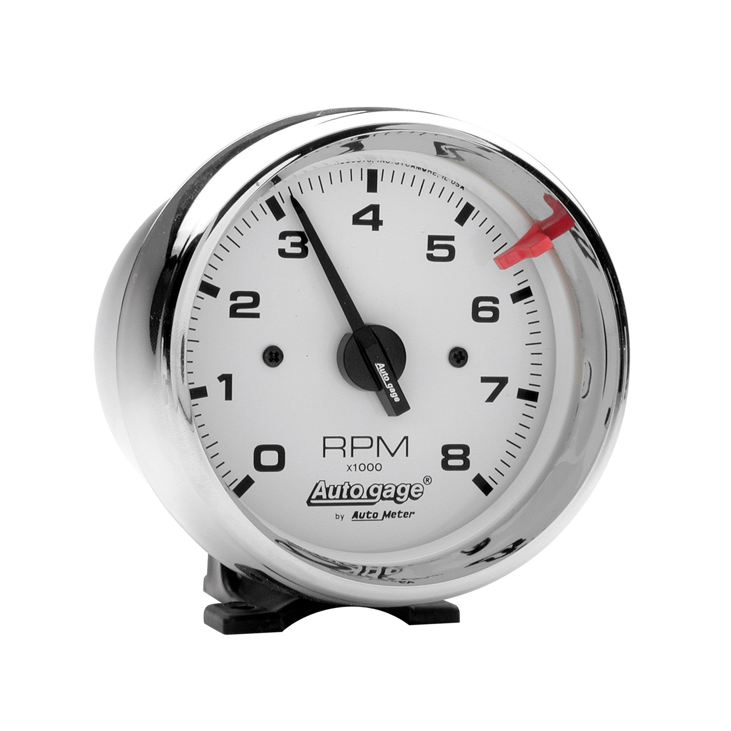 AutoMeter 2304 - Autogage 3-3/4in White 8000 RPM Pedestal Mount Tachometer