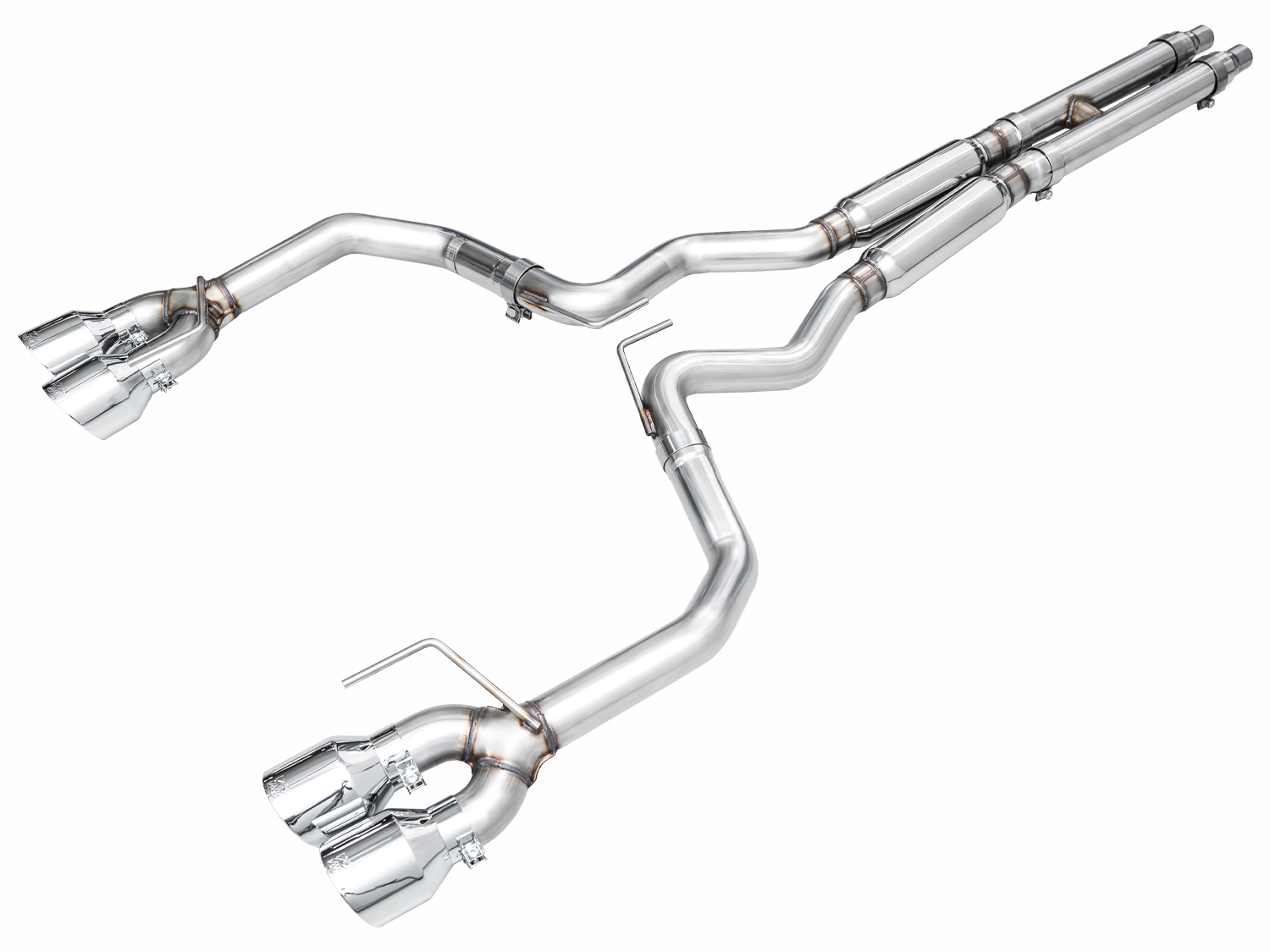 AWE 3020-42375 - 2024 Ford Mustang Dark Horse S650 RWD Track Edition Catback Exhaust w/ Quad Chrome Silver Tips