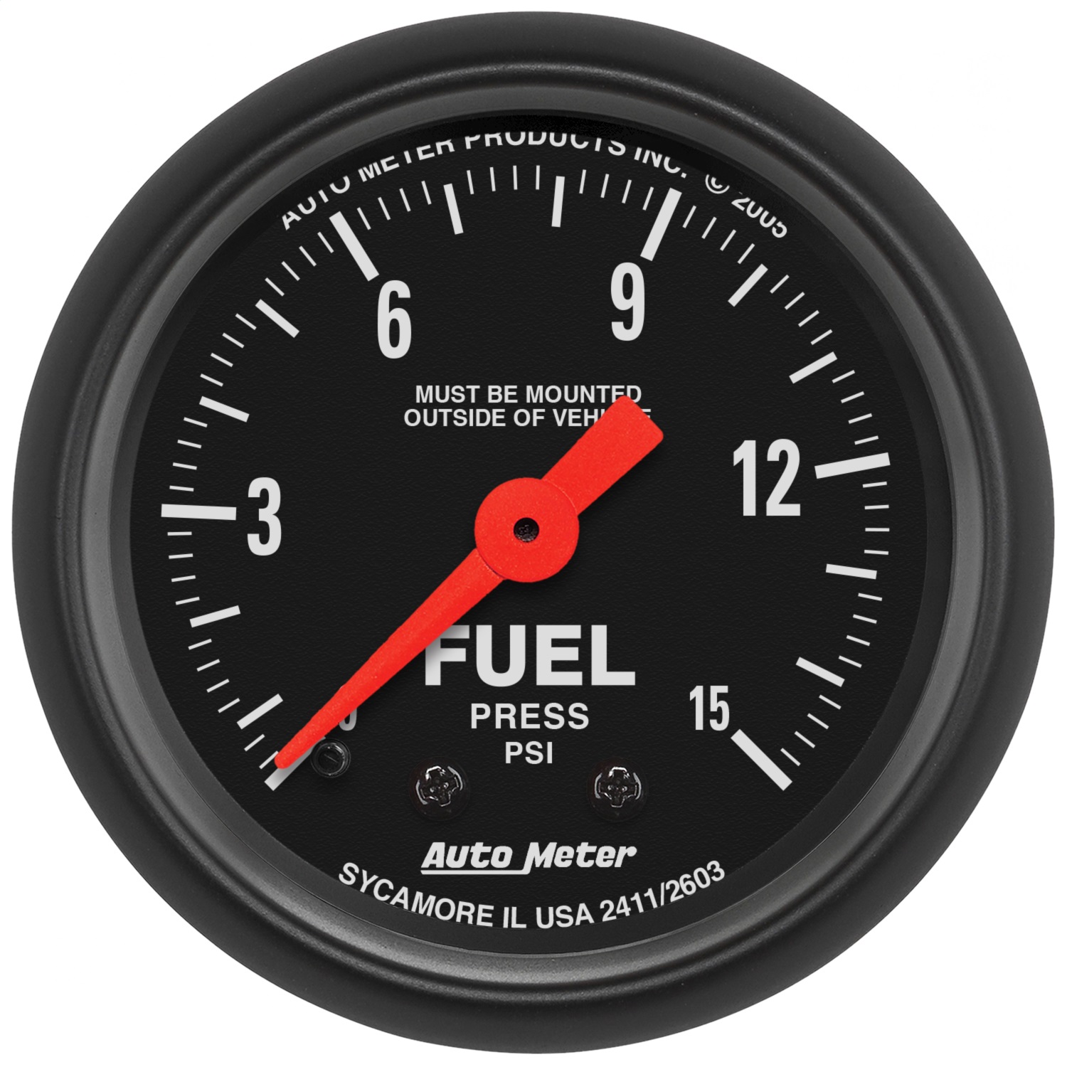 AutoMeter 2603 - Z Series 2-1/16in 15 PSI Mechanical Fuel Pressure Gauge
