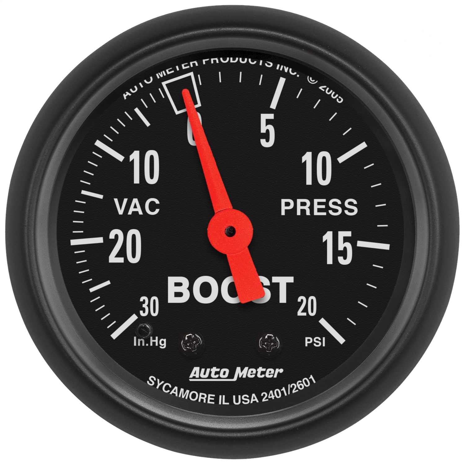 AutoMeter 2601 - Z Series 52mm 20 PSI Mechanical Boost Vacumm Gauge