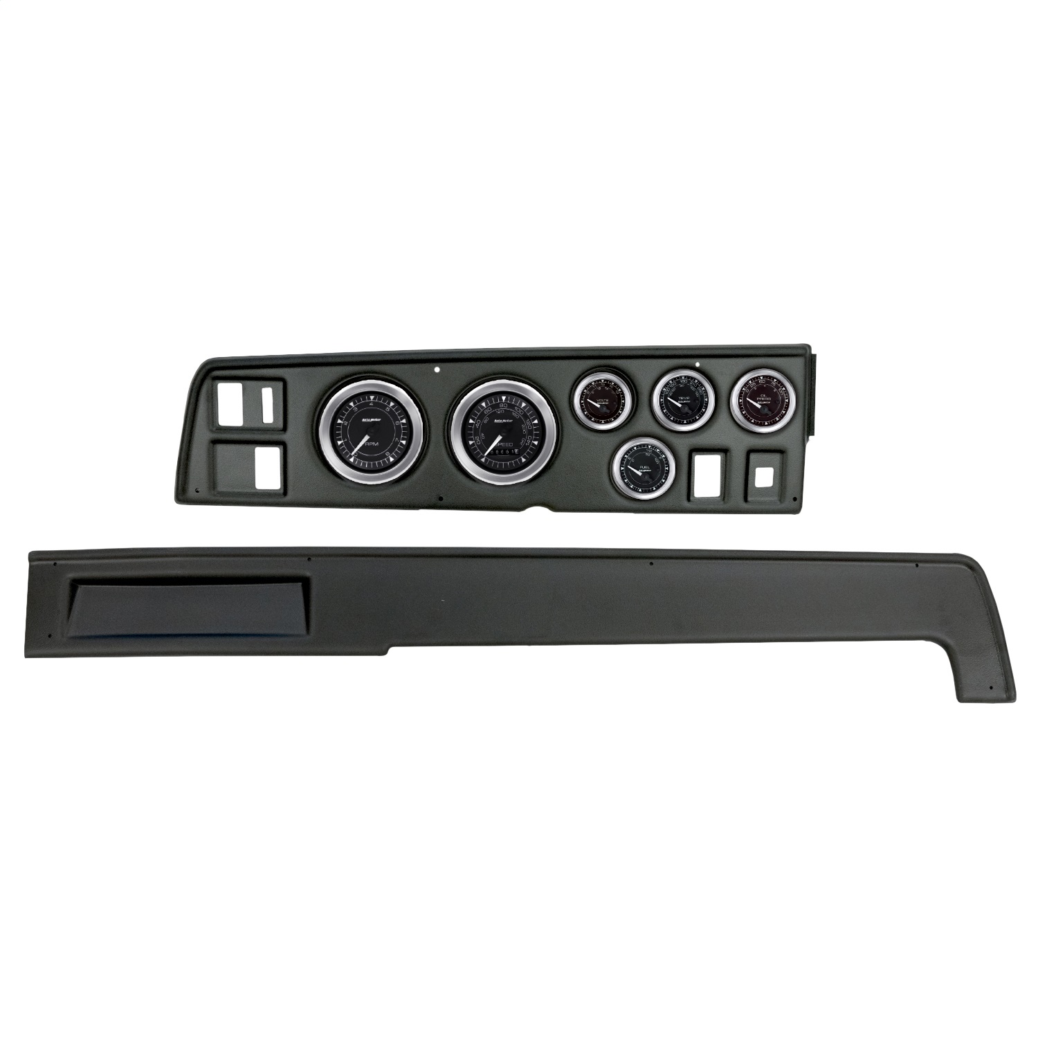 AutoMeter 2907-04 - DIRECT FIT DASH KIT; (3 3/8in. X2; 2 1/16in. X4); DODGE CHARGER 68-70; CHRONO