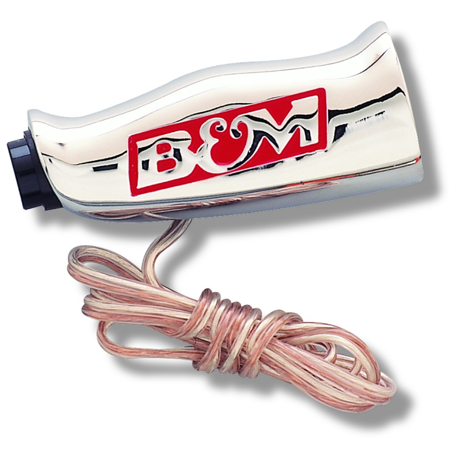 B&M 80659 - Universal Shifter T-Handle with  Logo and Button Switch Chrome Finish