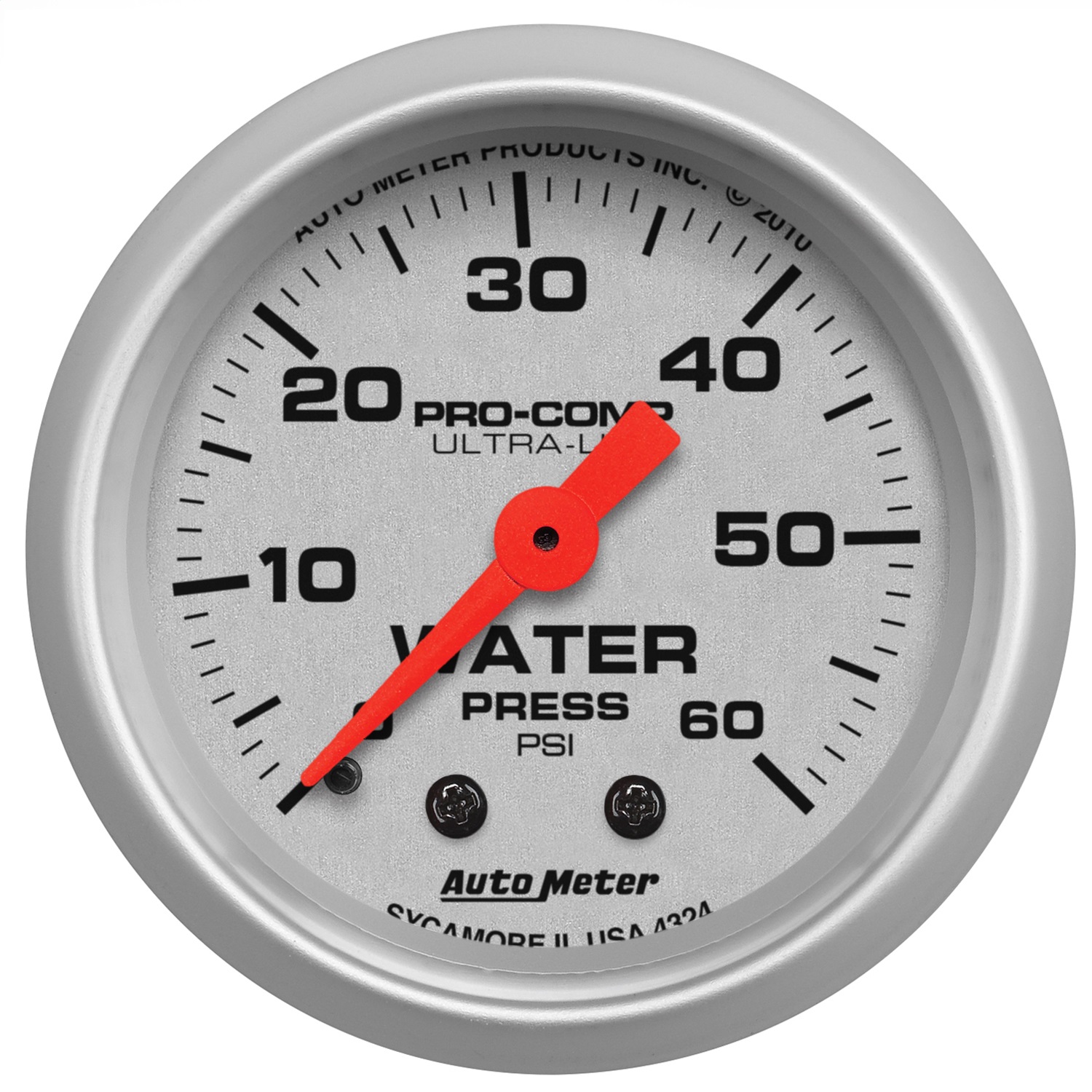 AutoMeter 4324 - Ultra-Lite 52mm 60 PSI Mechanical Water Pressure Gauge AutoMeter 4324 - Ultra-Lite 52mm 60 PSI Mechanical Water Pressure Gauge