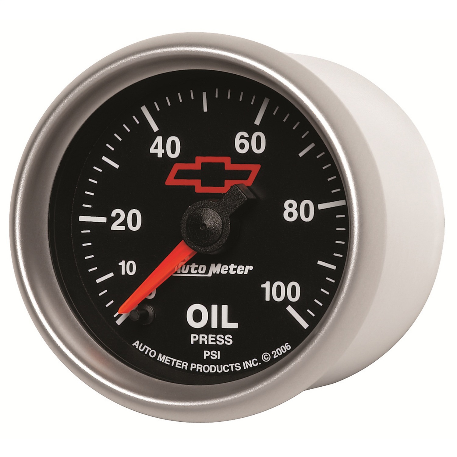 AutoMeter 3653-00406 - GM Bowtie Black 2-1/16in 0-100 PSI Oil Pressure - Stepper Motor