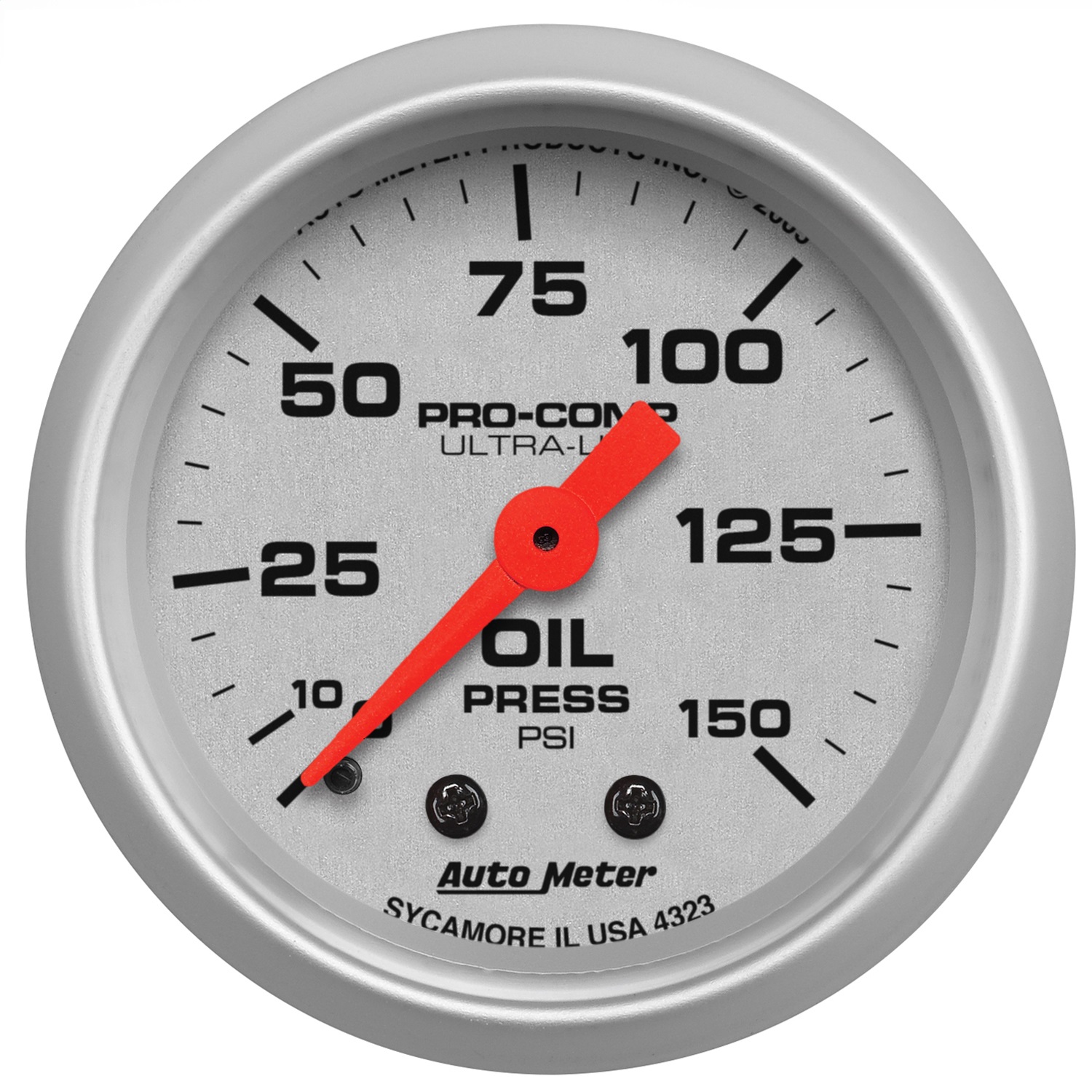 AutoMeter 4323 - Ultra-Lite 52mm 0-150 PSI Mechanical Oil Pressure Gauge
