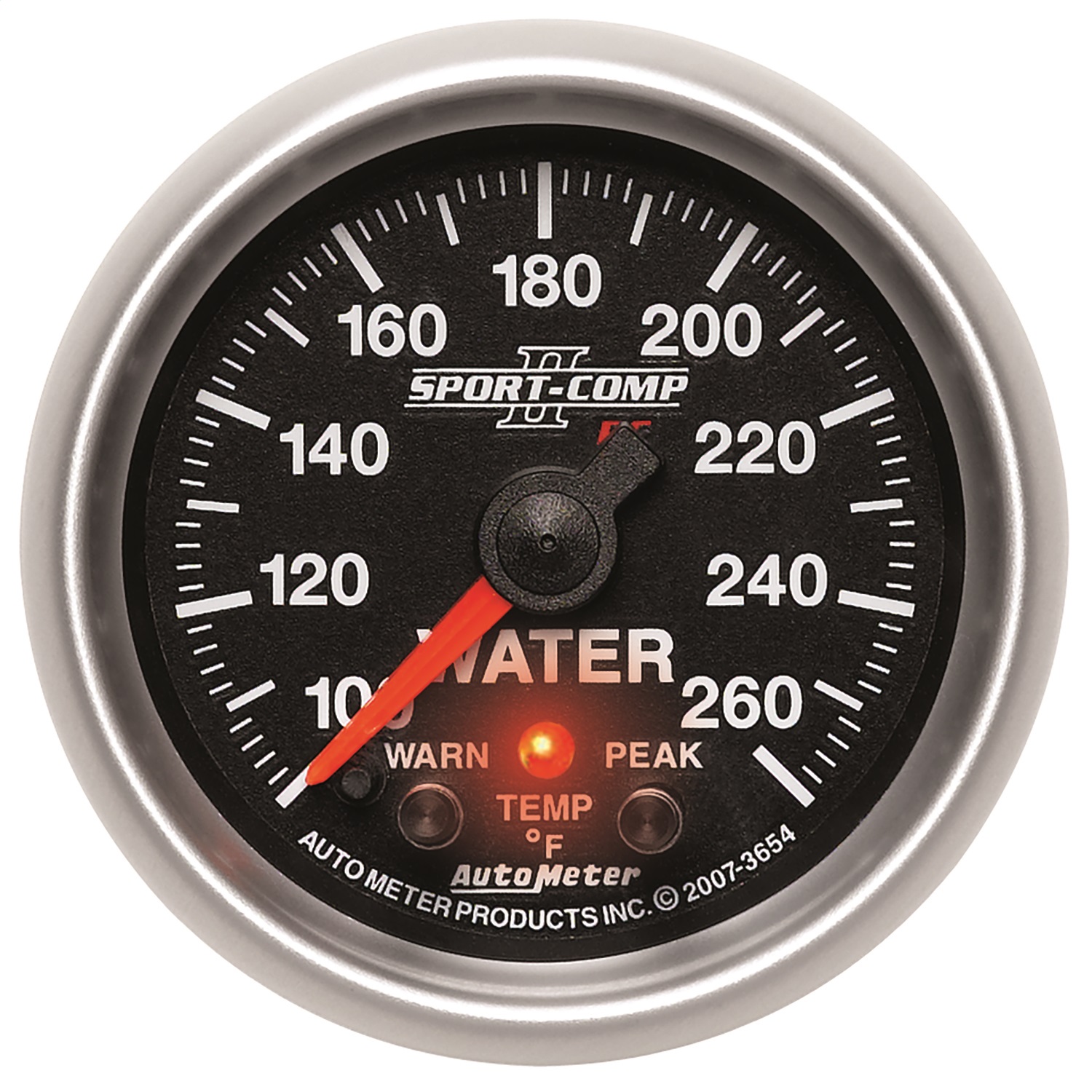 AutoMeter 3654 - Sport-Comp II 52.4mm 100-260 Deg F Water Temp Peak & Warn w/ Electronic Control Gauge