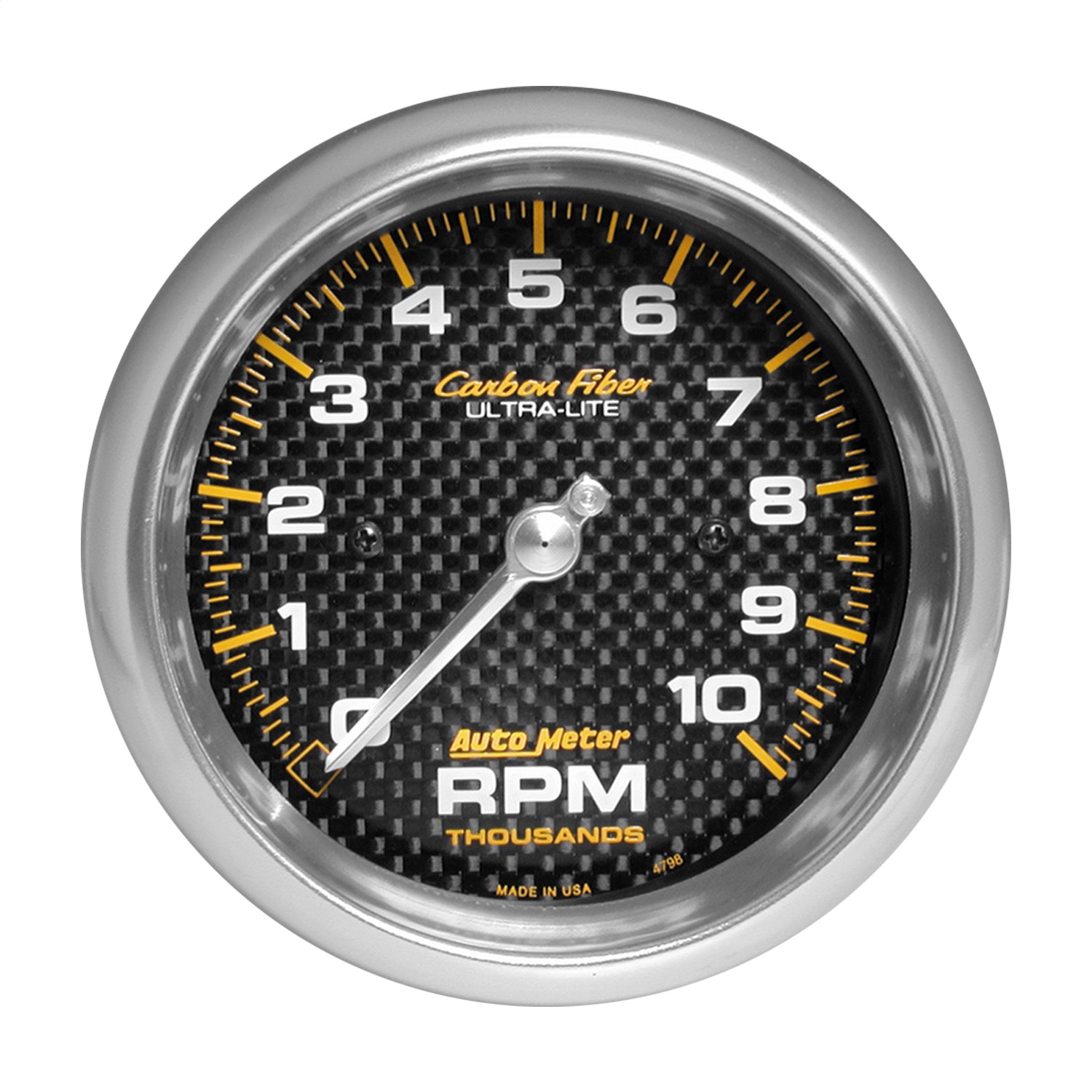 AutoMeter 4798 - Carbon Fiber 3 3/8 10000 RPM In-Dash Tachometer
