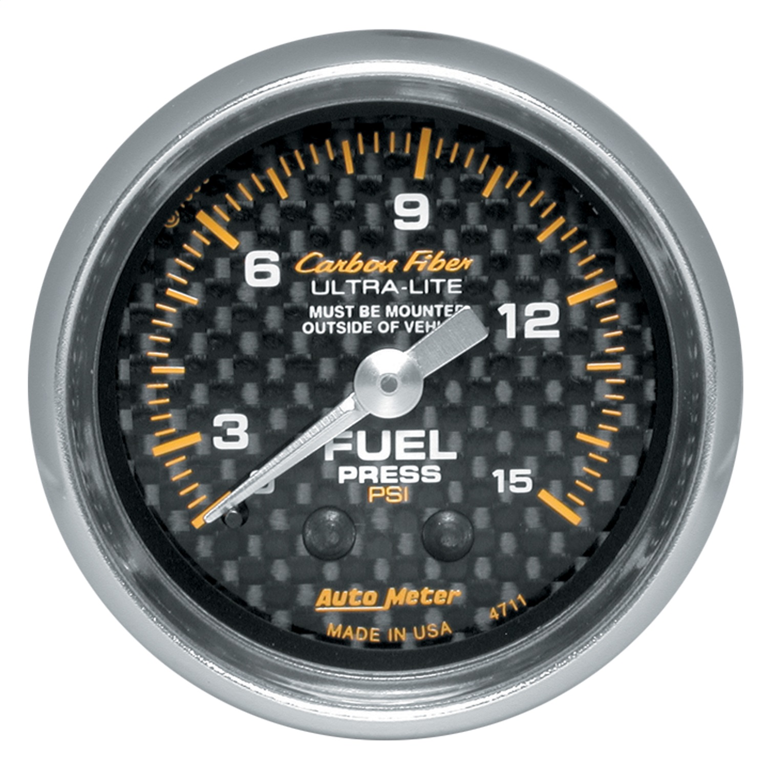 AutoMeter 4711 - Carbon Fiber 52mm 15 PSI Mechanical Fuel Pressure Gauge
