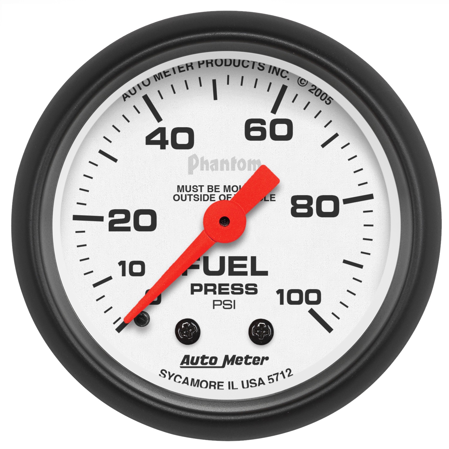 AutoMeter 5712 - Phantom 52mm 100 PSI Mechanical Fuel Pressure Gauge