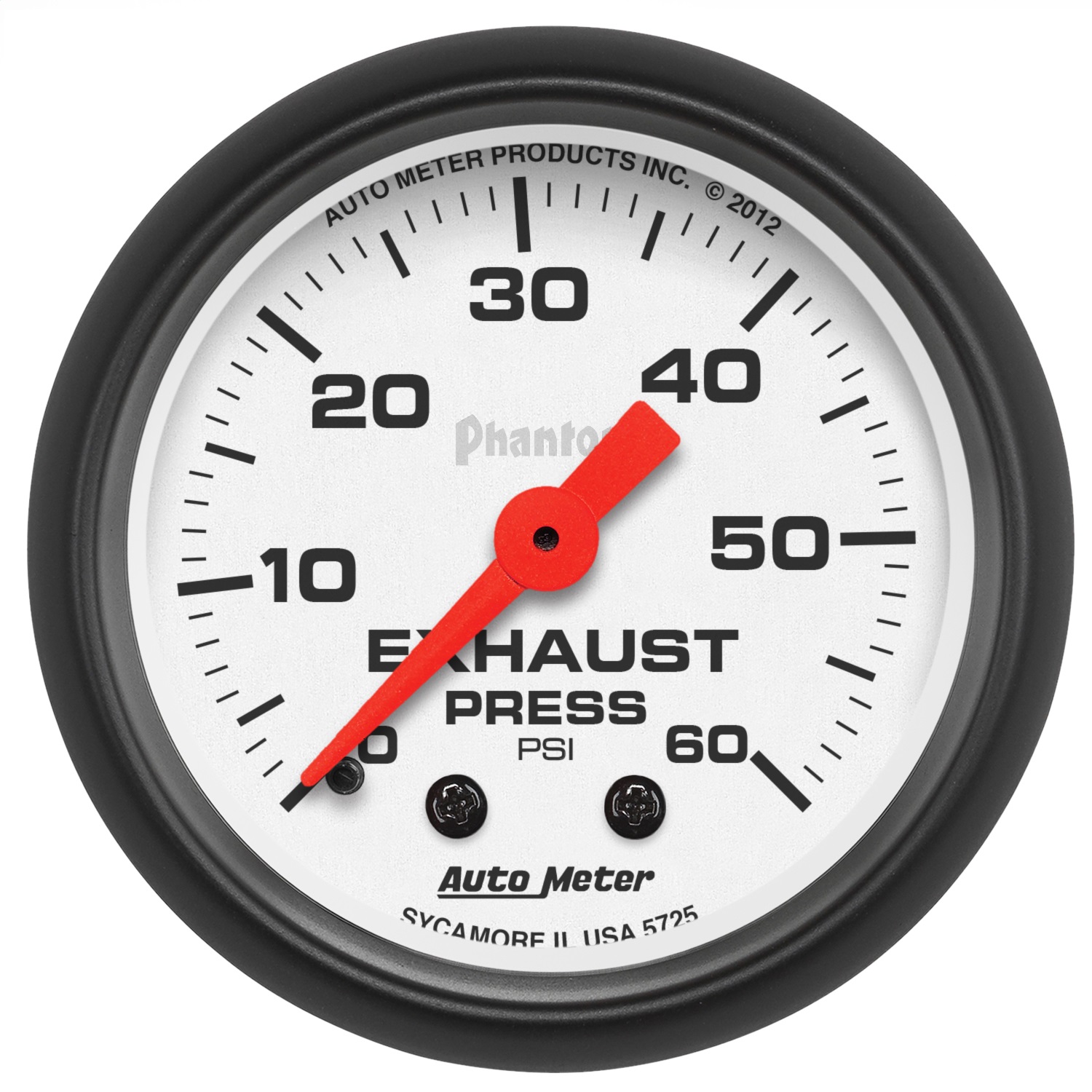 AutoMeter 5725 - 2-1/16 in. EXHAUST PRESSURE, 0-60 PSI, PHANTOM AutoMeter 5725 - 2-1/16 in. EXHAUST PRESSURE, 0-60 PSI, PHANTOM
