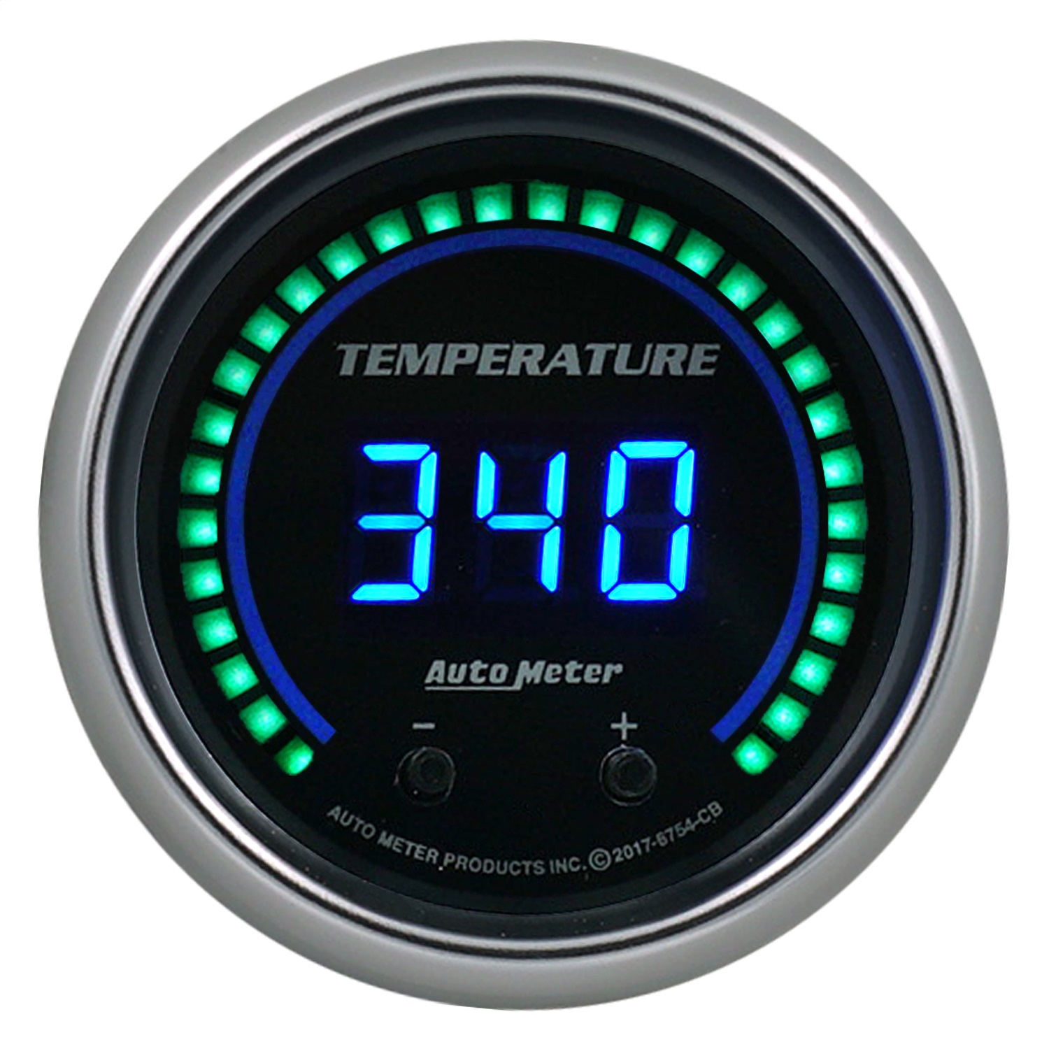 AutoMeter 6754-CB - 52.4mm Black Switchable 60-340 Degrees F / 40-170 Degrees C Cobalt Elite Digital Gauge