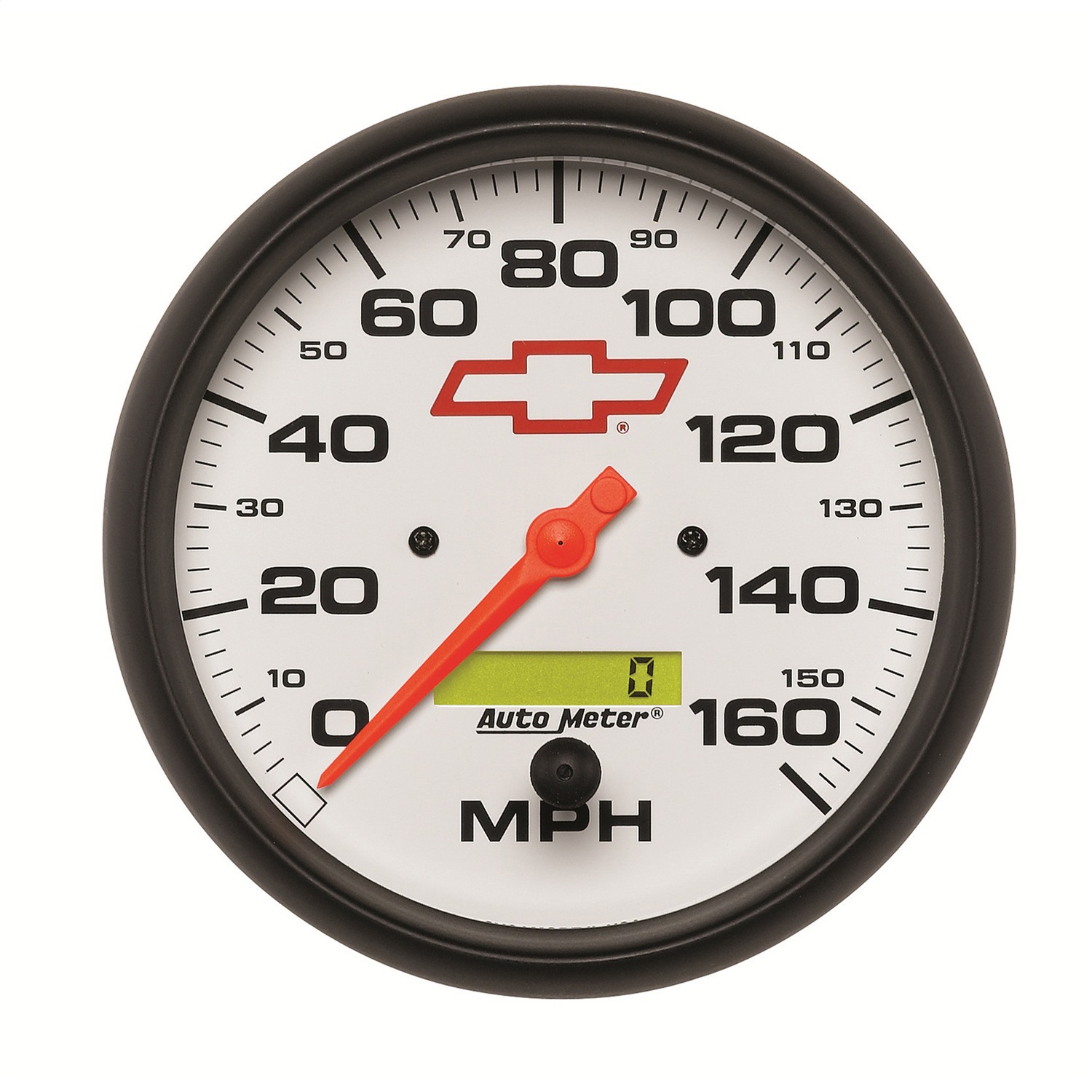 AutoMeter 5889-00406 - Gauge Speedometer 5in. 160MPH Elec. Programmable Chevy Red Bowtie White