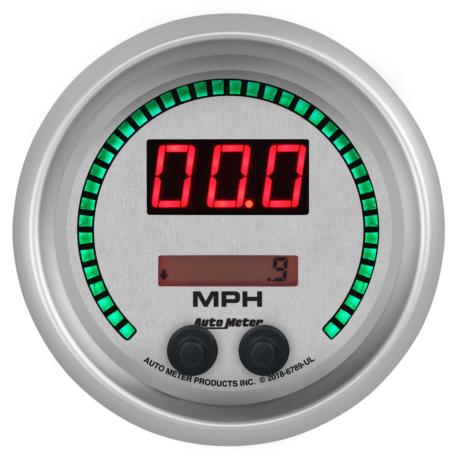 AutoMeter 6789-UL - 85.7mm Silver Switchable 260 MPH / 260 KM/H Speedometer Ultra-Lite Elite Digital Gauge
