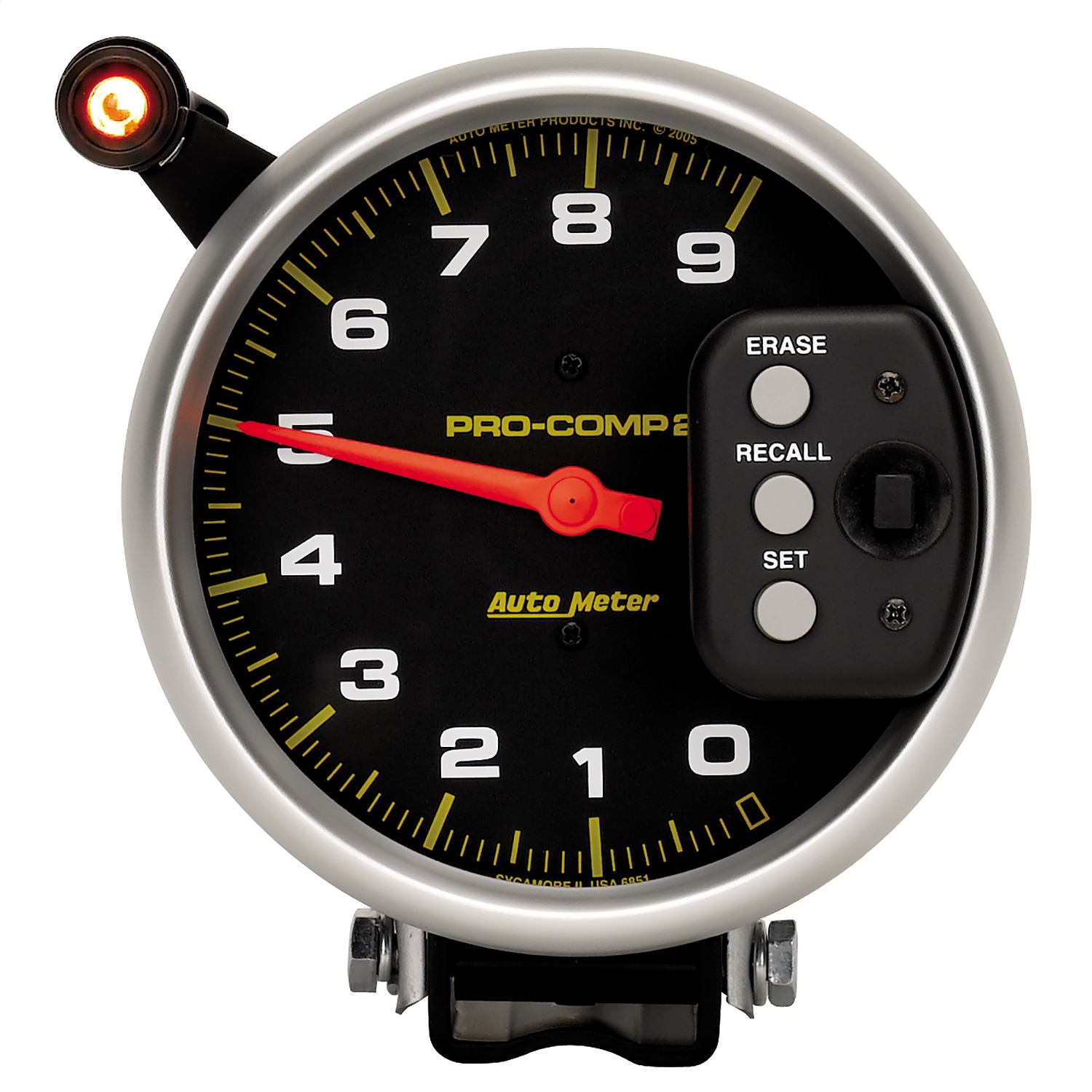 AutoMeter 6851 - Gauge Tach 5in. 9K RPM Pedestal W/ Quick Lite & Peak Memory Pro-Comp