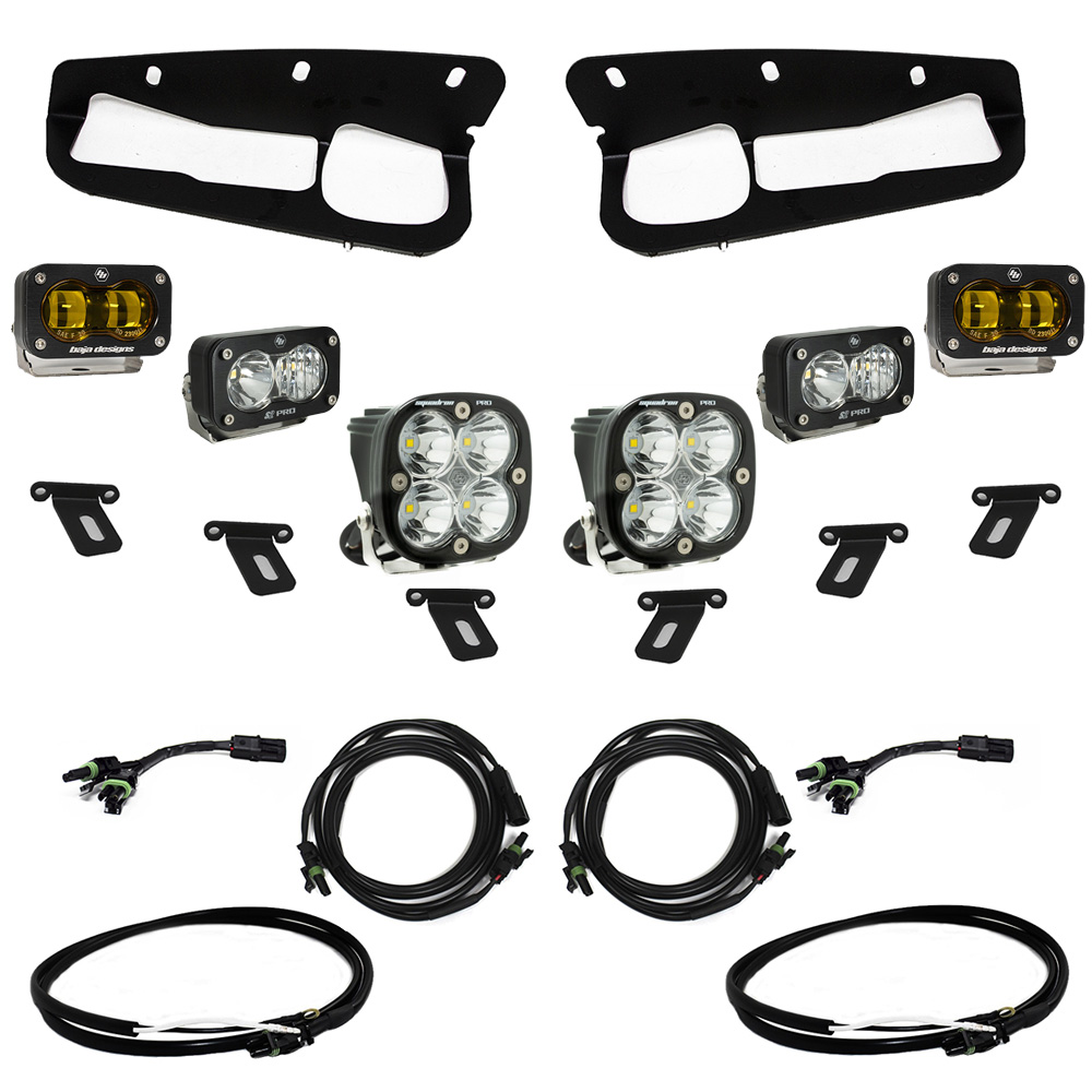Baja Designs 448179UP - Ford Bronco (21-Present) S2 SAE Baja Amber FPK Pro w/Upfitter Wiring Harness for OEM Steel Bumper