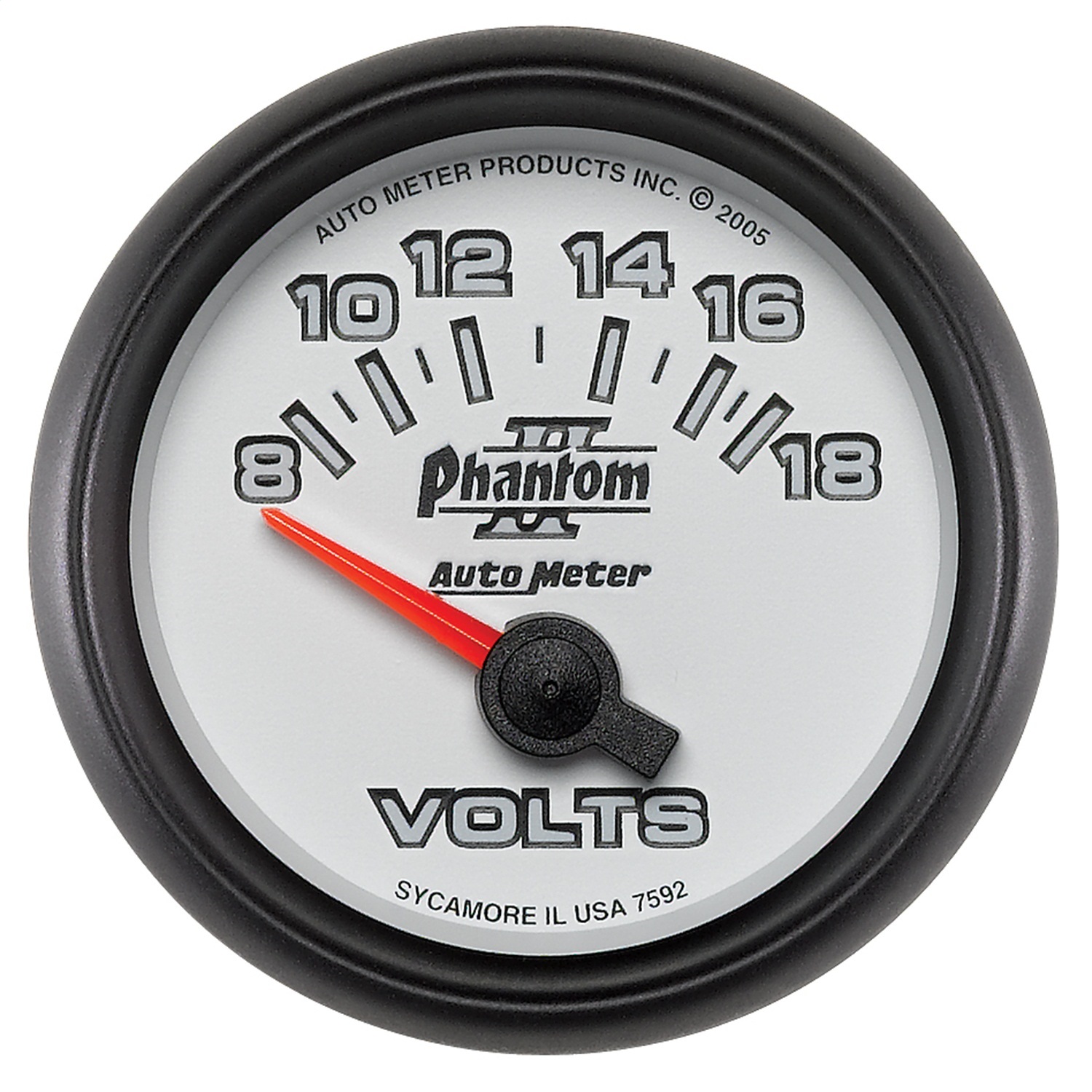 AutoMeter 7592 - Phantom II 52.4mm Short Sweep Electronic 8-18 Volts Voltmeter Gauge