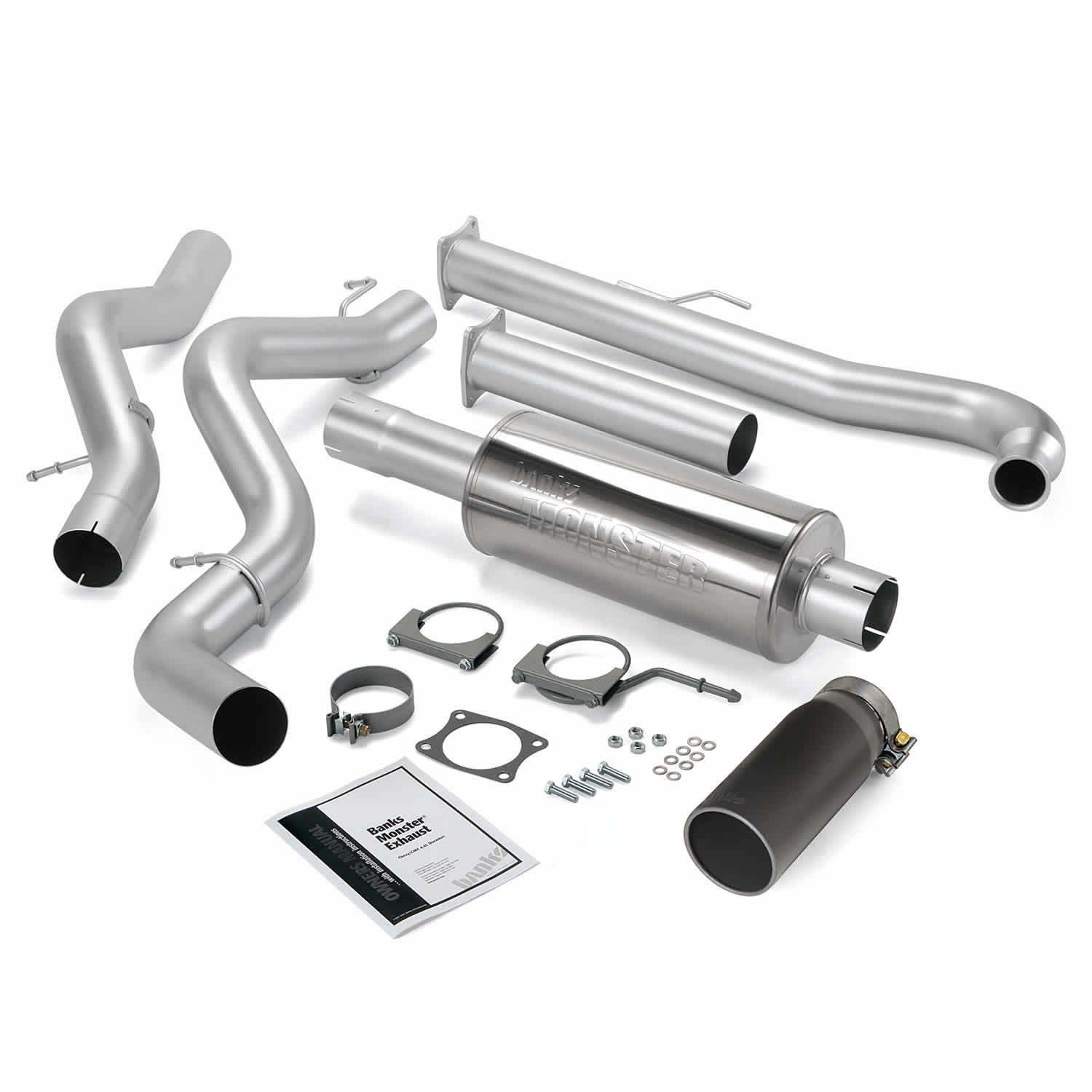 Banks Power 48629-B - Monster Exhaust System Single Exit Black Tip 01-04 Chevy 6.6L EC/CCSB Banks Power 48629-B - Monster Exhaust System Single Exit Black Tip 01-04 Chevy 6.6L EC/CCSB
