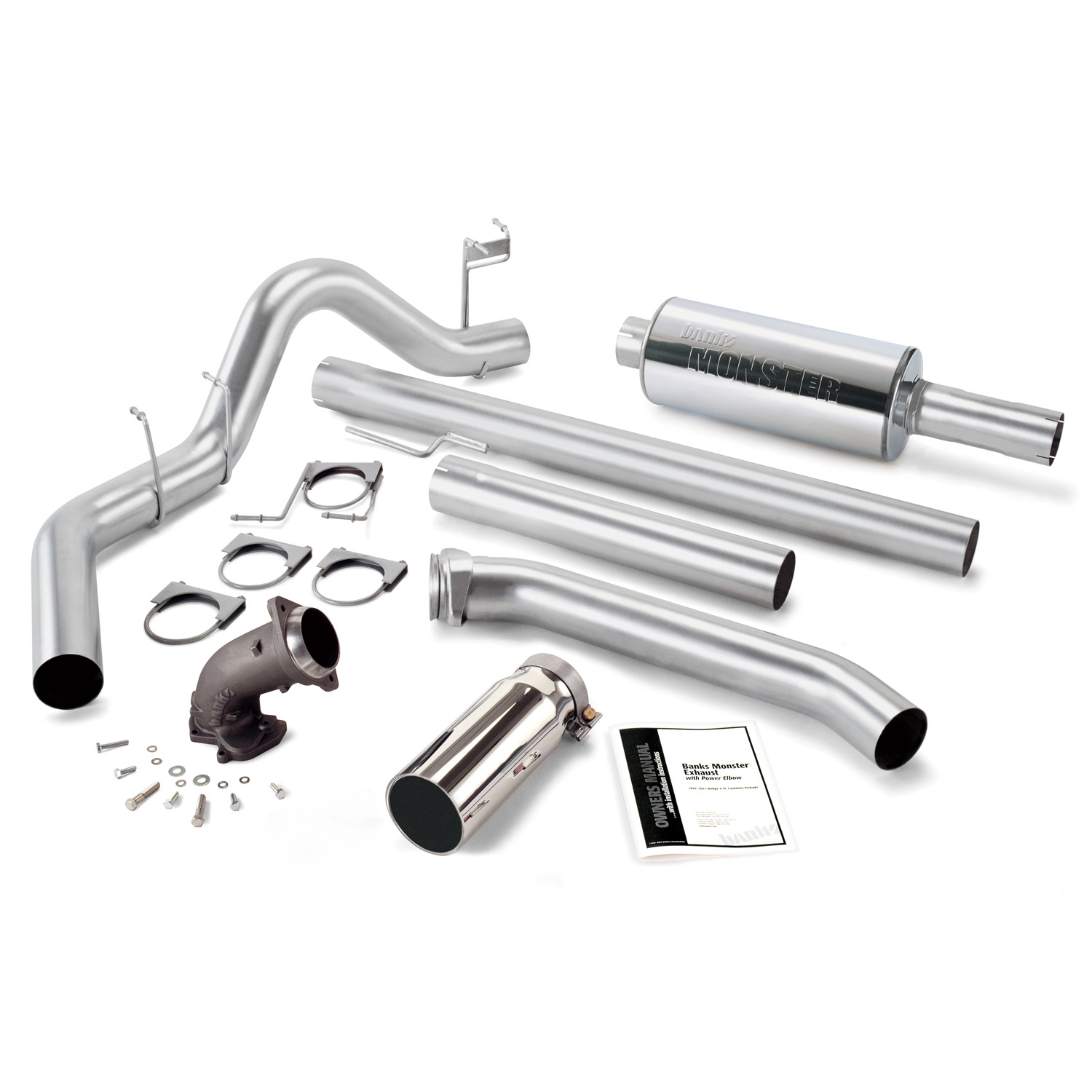 Banks Power 48637 - Monster Exhaust System W/Power Elbow Single Exit Chrome Round Tip 98-02 Dodge 5.9L Standard Cab Banks Power 48637 - Monster Exhaust System W/Power Elbow Single Exit Chrome Round Tip 98-02 Dodge 5.9L Standard Cab