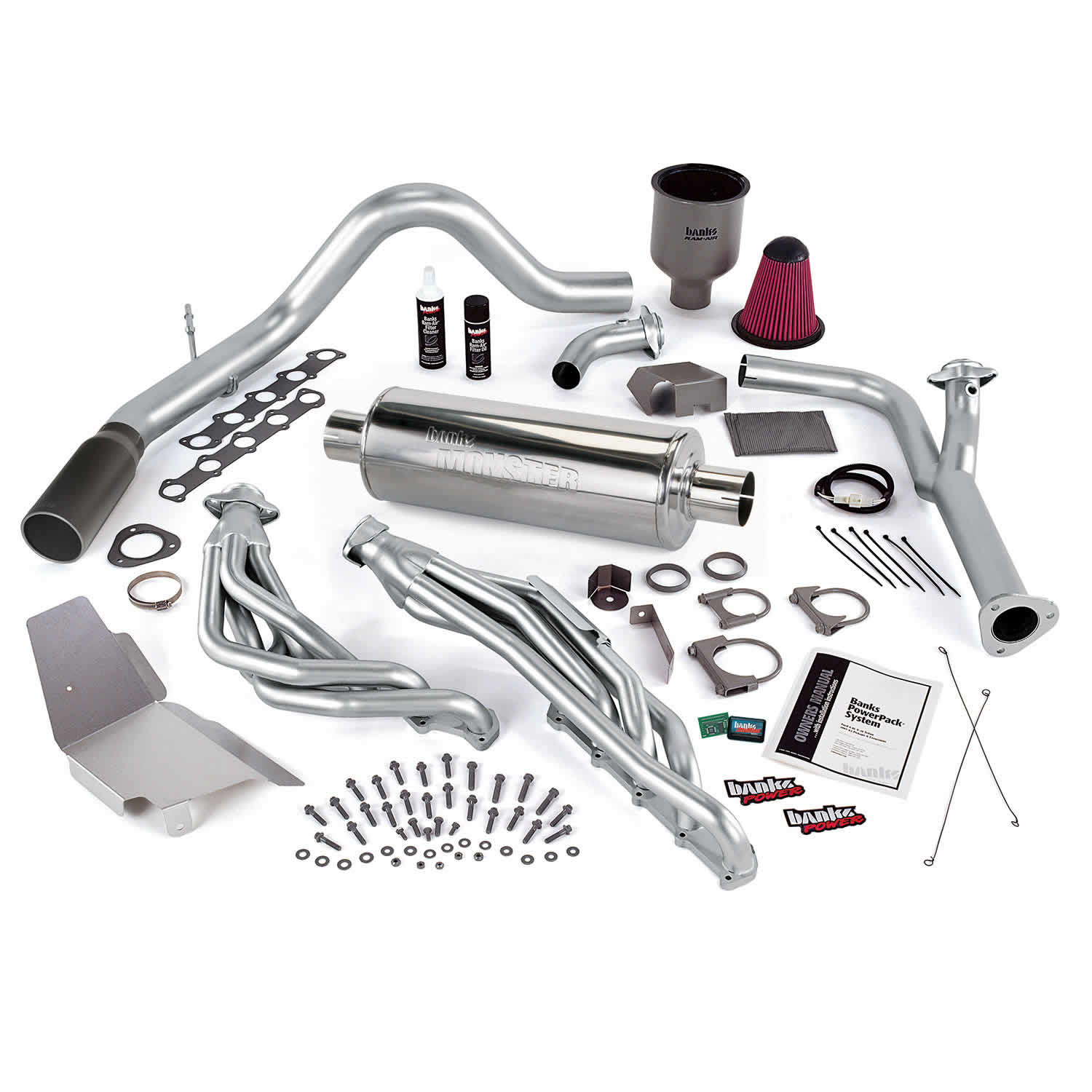 Banks Power 49132-B - 99-04 Ford 6.8L Truck EGR-Late Cat PowerPack System - SS Single Exhaust w/ Black Tip Banks Power 49132-B - 99-04 Ford 6.8L Truck EGR-Late Cat PowerPack System - SS Single Exhaust w/ Black Tip