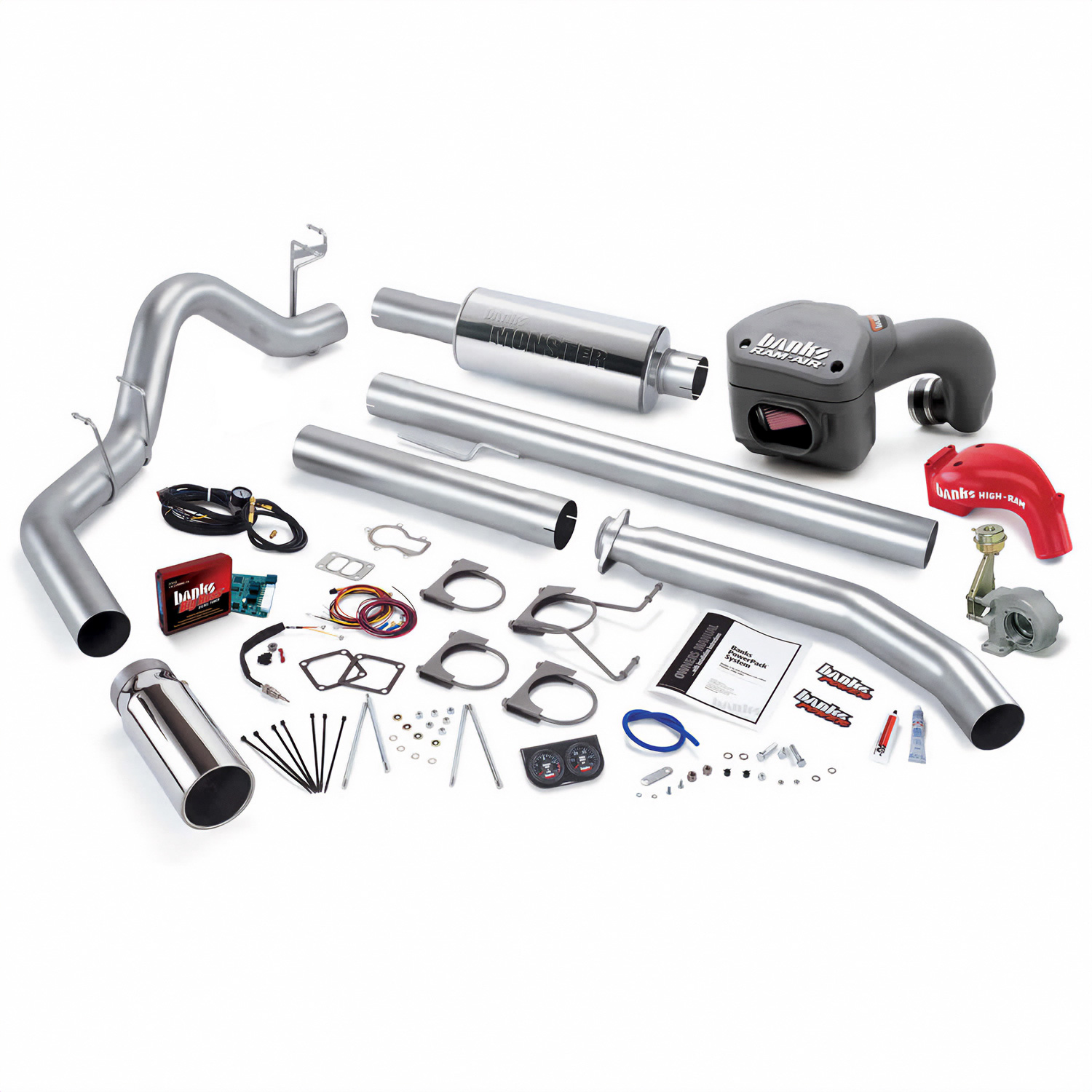 Banks Power 49392 - 01 Dodge 5.9L 235Hp Ext Cab PowerPack System - SS Single Exhaust w/ Chrome Tip Banks Power 49392 - 01 Dodge 5.9L 235Hp Ext Cab PowerPack System - SS Single Exhaust w/ Chrome Tip