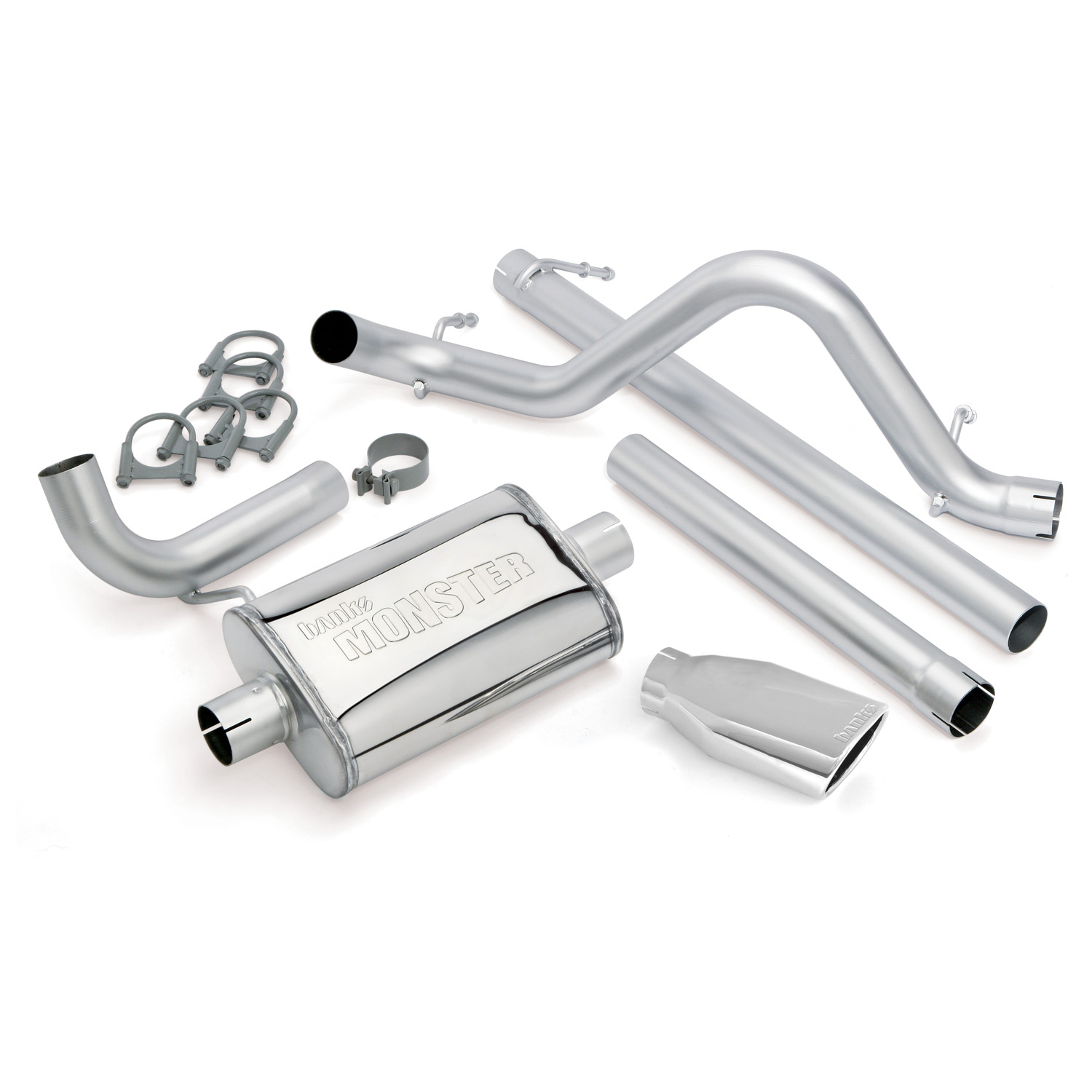 Banks Power 51322 - Monster Exhaust System Single Exit Chrome Ob Round Tip 07-11 Jeep 3.8L Wrangler Unlimited 4 Door