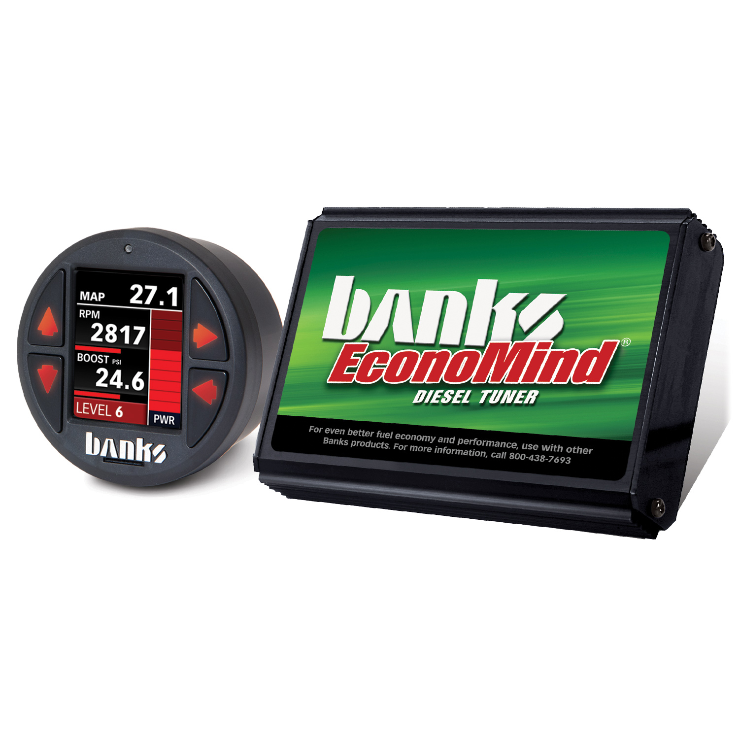 Banks Power 61415 - Economind Diesel Tuner (PowerPack calibration) with Banks iDash 1.8 Super Gauge for use with 2007-2010 Chevy 6.6L LMM