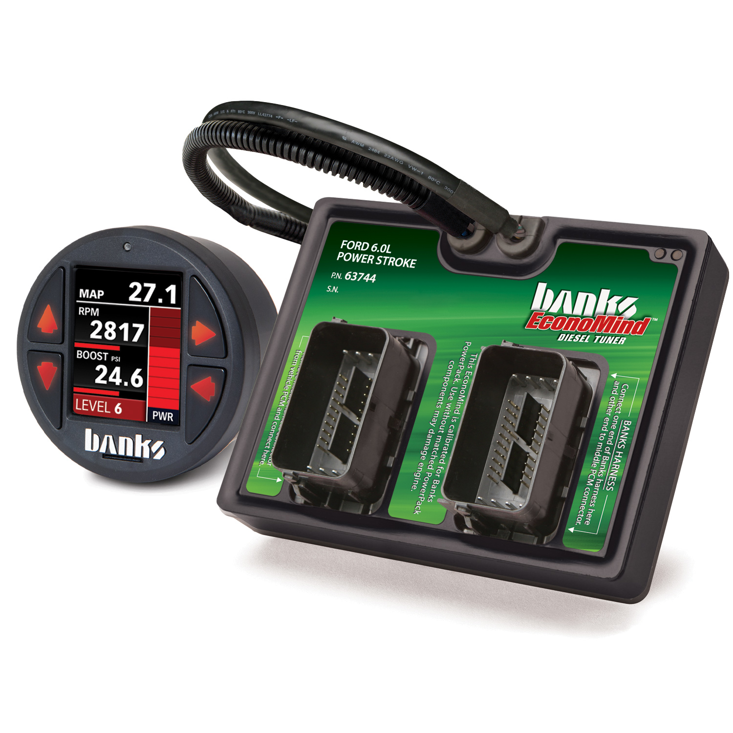 Banks Power 61421 - Economind Diesel Tuner (PowerPack calibration) with Banks iDash 1.8 Super Gauge for use with 2003-2007 Ford 6.0 Truck/2003-2005 Excursion Banks Power 61421 - Economind Diesel Tuner (PowerPack calibration) with Banks iDash 1.8 Super Gauge for use with 2003-2007 Ford 6.0 Truck/2003-2005 Excursion