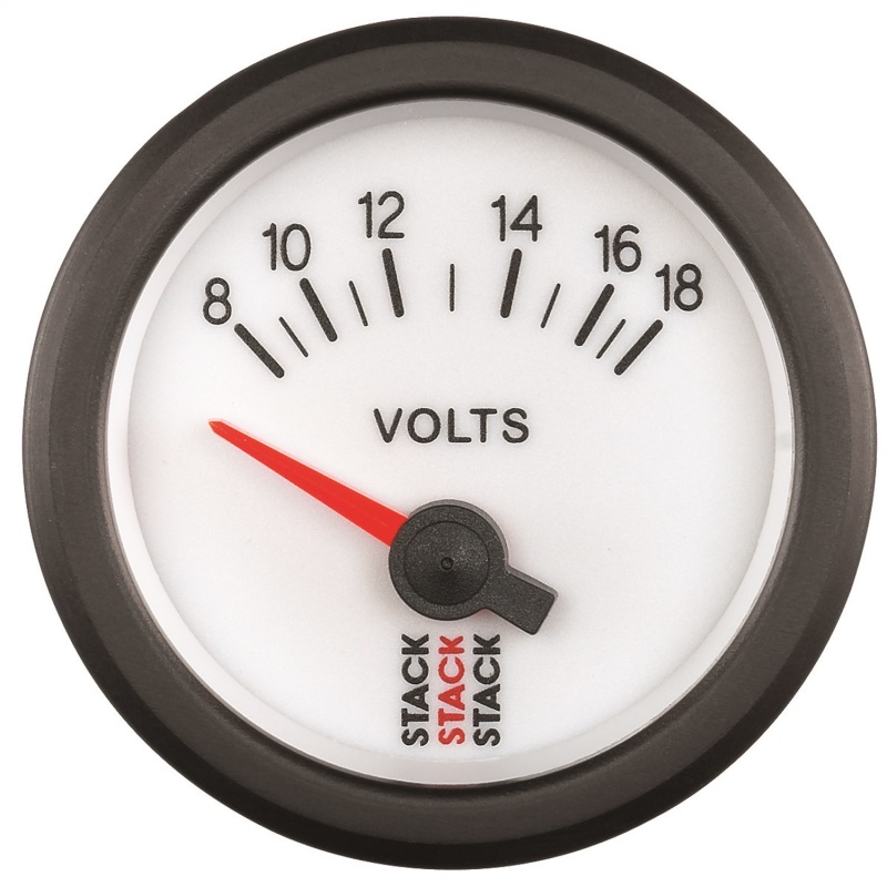 AutoMeter ST3266 - Stack 52mm 8-18V Electric Battery Voltage Gauge - White AutoMeter ST3266 - Stack 52mm 8-18V Electric Battery Voltage Gauge - White