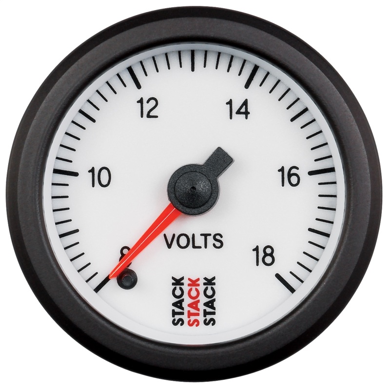 AutoMeter ST3366 - Stack 52mm 8-18V Pro Stepper Motor Battery Voltage Gauge - White AutoMeter ST3366 - Stack 52mm 8-18V Pro Stepper Motor Battery Voltage Gauge - White