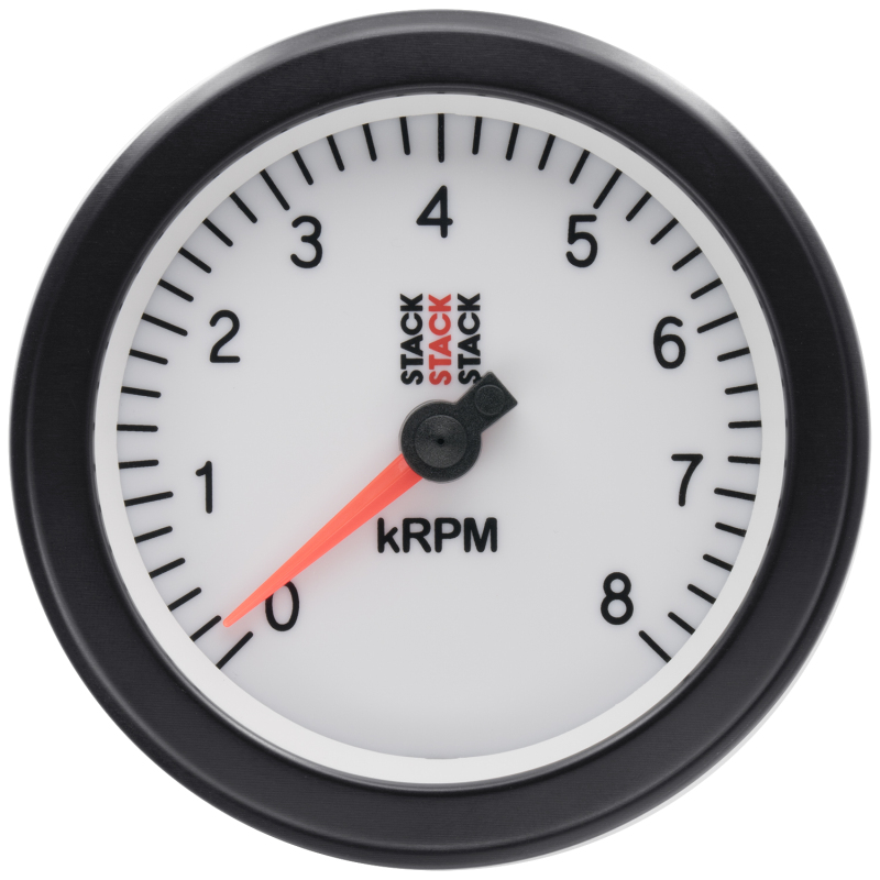 AutoMeter ST100-08W - Stack Sport 88mm 0-8K RPM Tachometer - White AutoMeter ST100-08W - Stack Sport 88mm 0-8K RPM Tachometer - White