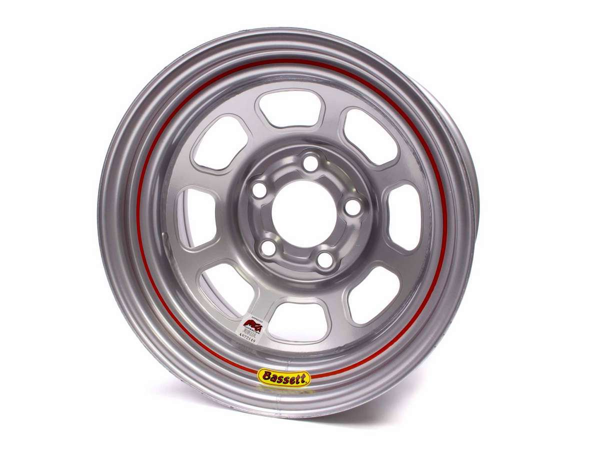 Bassett 58DC4IS - 15X8 IMCA Wheel D-Hole Silver 5x4.75