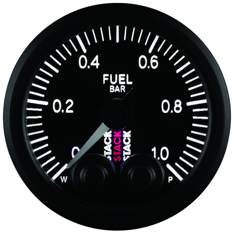 AutoMeter ST3503 - Stack 52mm 0-1 Bar M10 Male Pro-Control Fuel Pressure Gauge - Black AutoMeter ST3503 - Stack 52mm 0-1 Bar M10 Male Pro-Control Fuel Pressure Gauge - Black