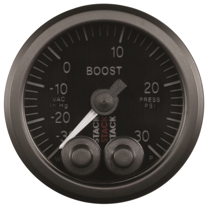AutoMeter ST3512 - Stack Instruments 52mm -30INHG To +30PSI Pro Control Boost Pressure Gauge - Black