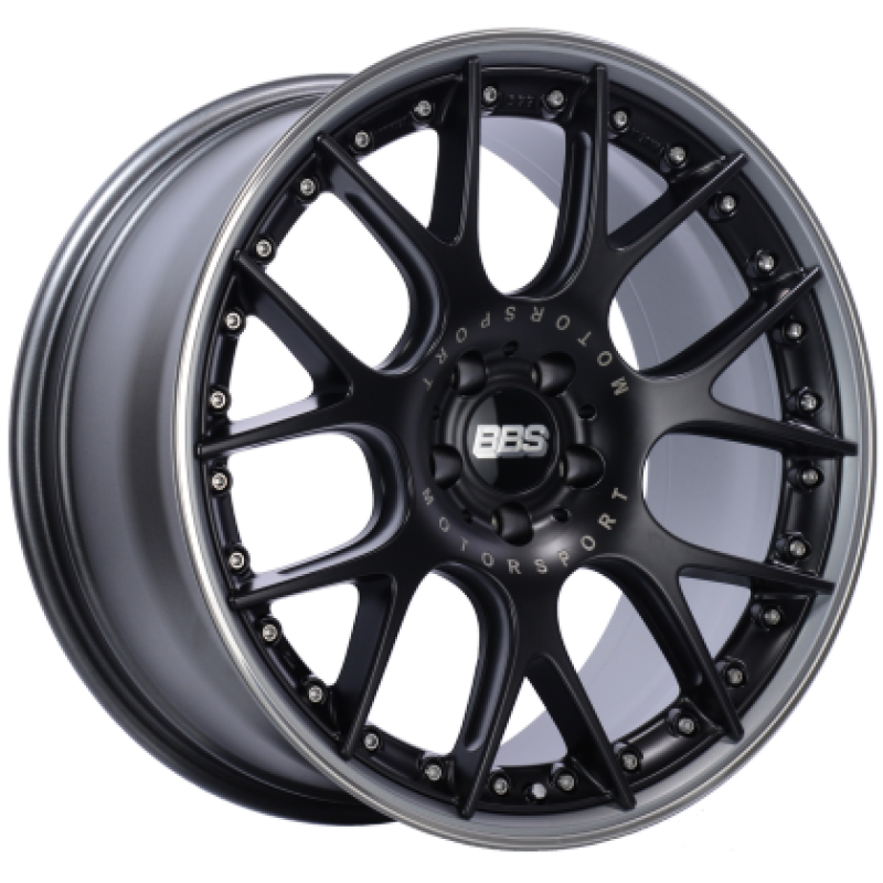 BBS CH7202BPPO - CH-RII 22x10.5 5x112 ET20 Satin Black Center Platinum Lip SS Rim Protector Wheel - 82mm PFS Req