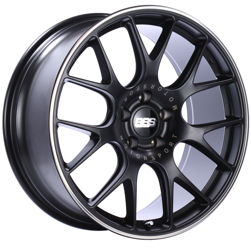 BBS CH102BPO - CH-R 20x9 5x112 ET25 Satin Black Polished Rim Protector Wheel -82mm PFS/Clip Required