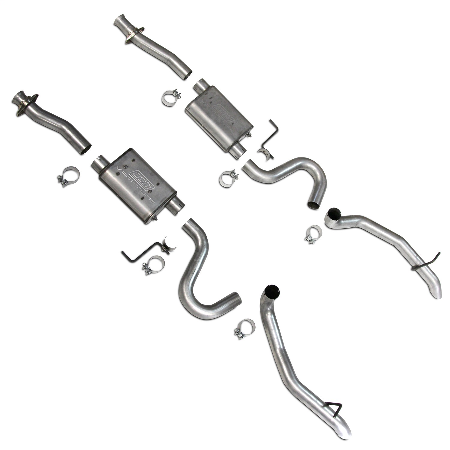 BBK 3002 - 87-93 Mustang GT Cat Back Kit Varitune Mufflers - Aluminized turn downs