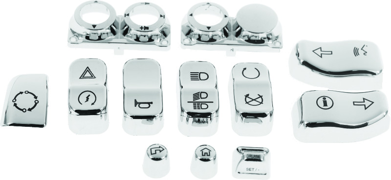 Bikers Choice 483318 - 16-Up FLHTCU Chrome Switch Cap Kit Bikers Choice 483318 - 16-Up FLHTCU Chrome Switch Cap Kit