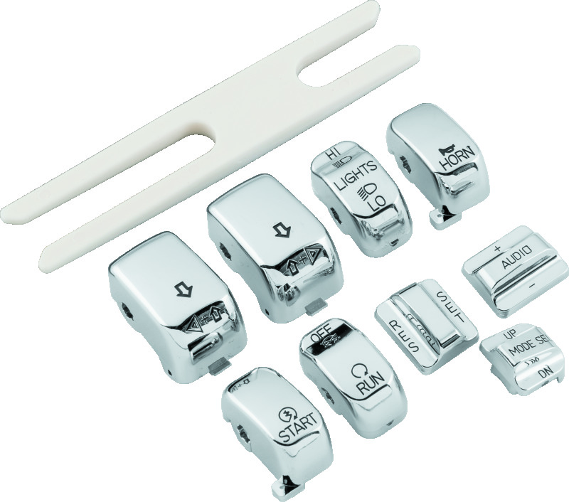 Bikers Choice 482835 - 96-16 FLHT FLHR 06-16 FLHX Chrome Switch Cap Kit Replaces H-D 71816-09