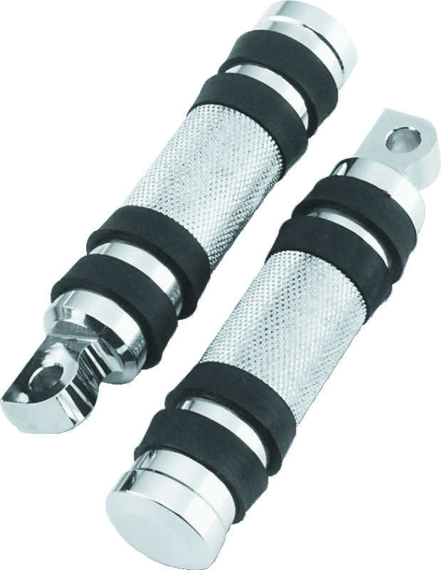 Bikers Choice 490485 - Big Twin & XL Chrome Knurled Male Mount Footpegs W/Rubber Bands Pr