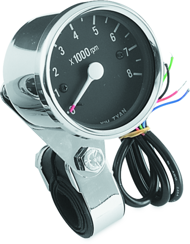 Bikers Choice 493374 - Big Twin & XL Electronic Mini Tachometer 8000 RPM Black Face 2 1/2 Inch