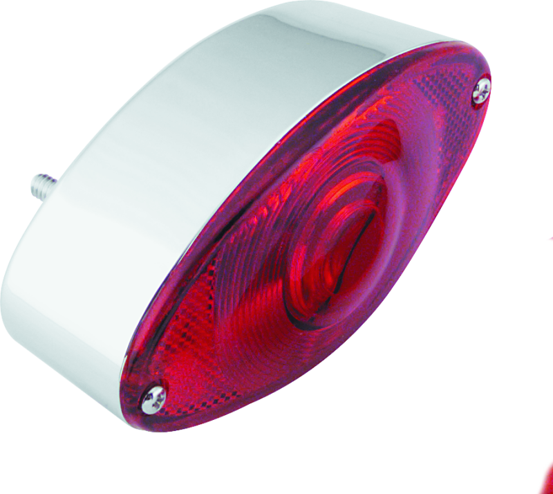 Bikers Choice 492906 - Chrome Cat Eye Tail Lamp Assembly Red Lens Universal Custom