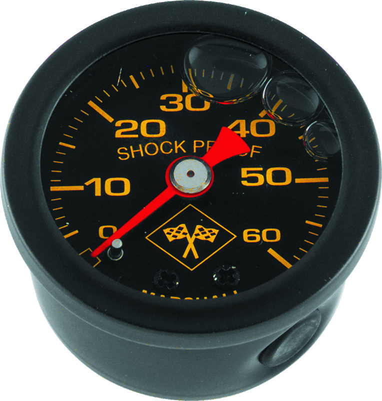 Bikers Choice 496459 - 0-60 PSI Oil Pressure Gauge Black Face Black Bezel Liquid Filled Universal Custom