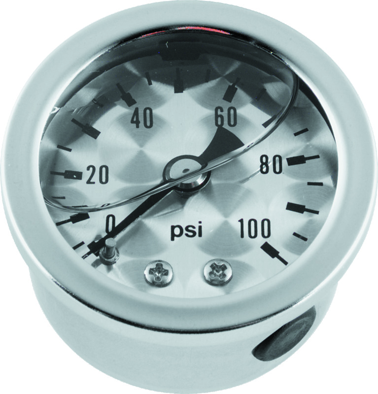 Bikers Choice 496461 - 0-100 PSI Oil Pressure Gauge Engine Turned Face SS Bezel Liquid Filled Universal Cstm