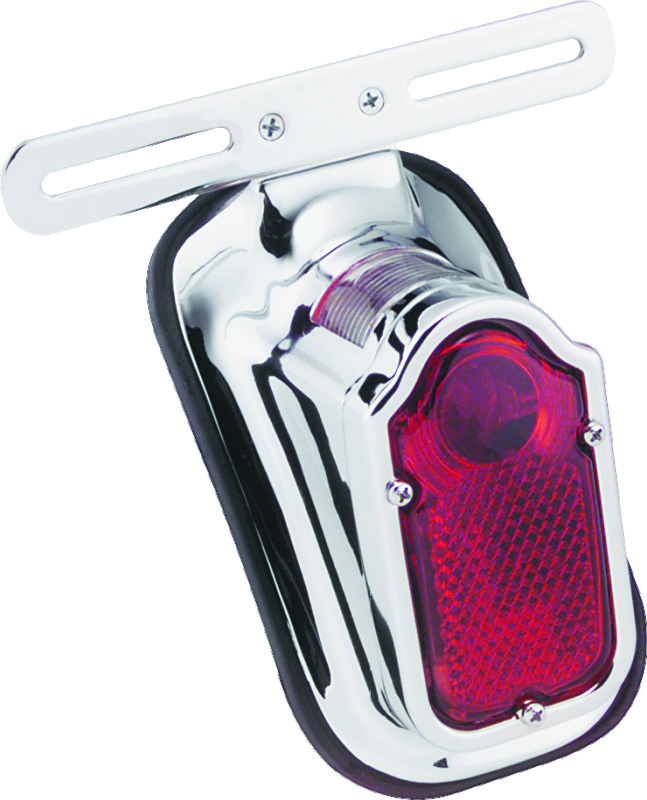 Bikers Choice 492476 - 40-54 Big Twin And Custom Use Chrome Tombstone Taillight 12V Replaces H-D 68003-47T