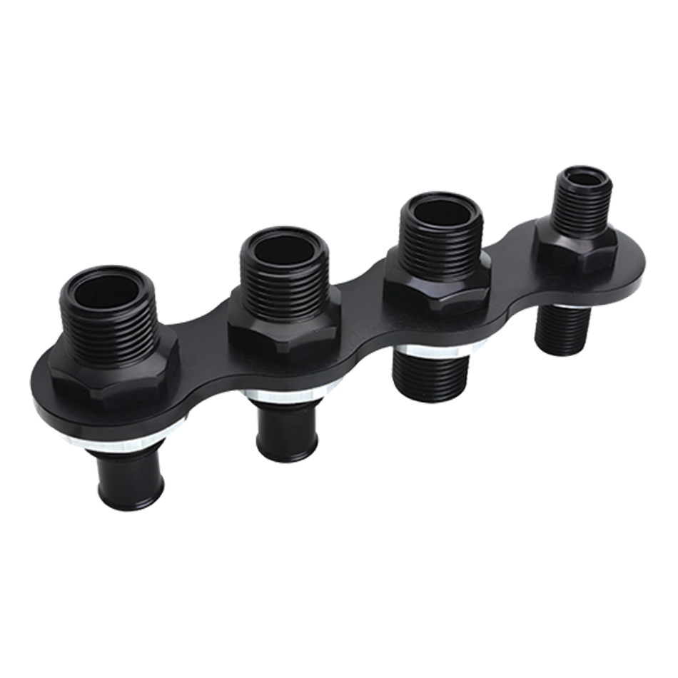 Billet Specialties BLK66935 - A/C & Heat Bulkhead Inli ne Push On 4-Port Black Billet Specialties BLK66935 - A/C & Heat Bulkhead Inli ne Push On 4-Port Black